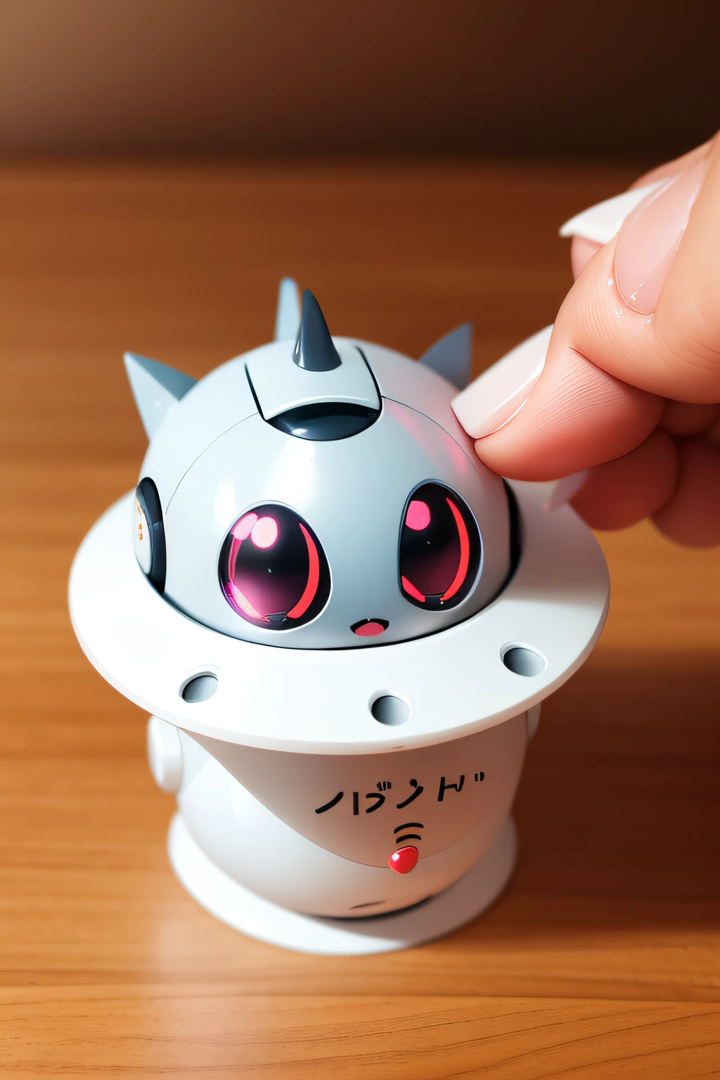 "a cute miniature robot with the ability to transform into an onahole."
