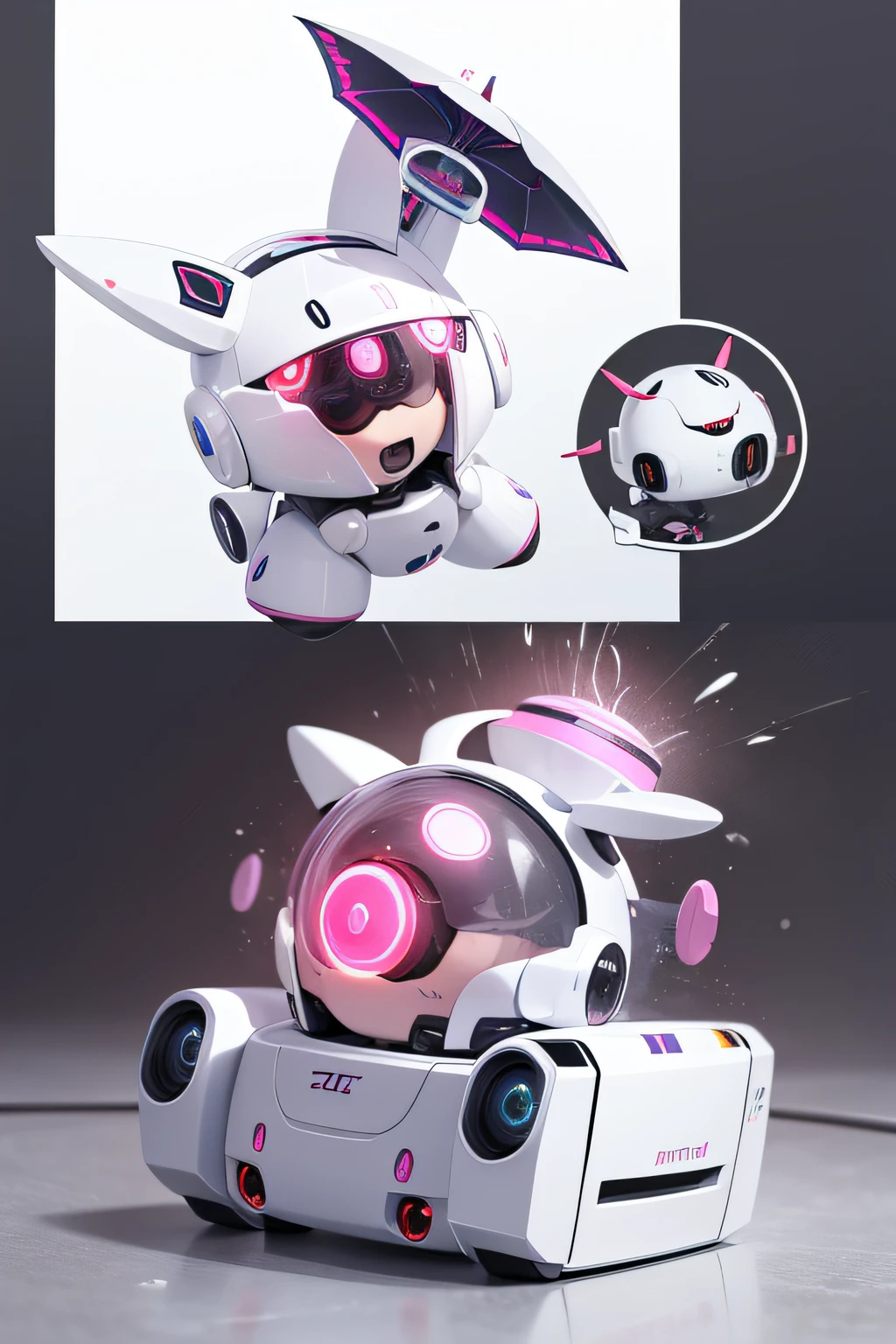 "a cute miniature robot with the ability to transform into an onahole."