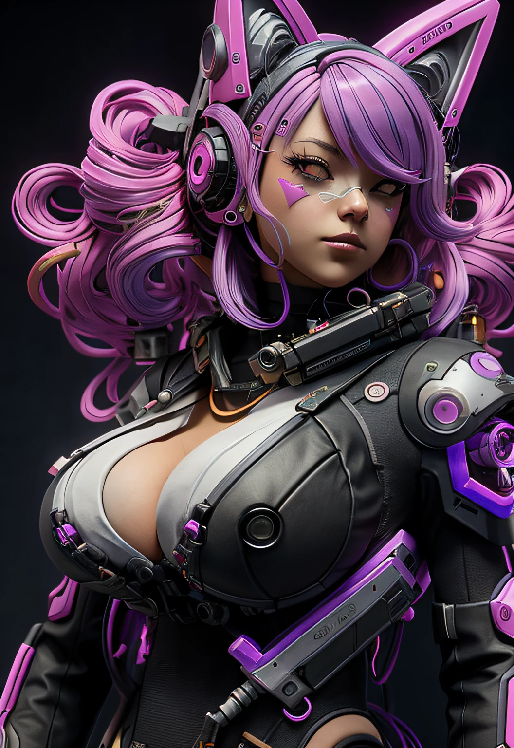 una mujer con cabello rosa sentada encima de una pared, arte cyberpunk de anime, arte de anime cyberpunk, chica de anime cyberpunk femenina, chica de anime cyberpunk, dreamy cyberpunk girl, chica cyberpunk, anime cyberpunk, cyberpunk beautiful girl, arte de anime cyberpunk digital, un cyborg cyberpunk adolescente, neonpunk, cyborg joven, arte cyberpunk de alta calidad, anime cyberpunk moderno, (Gigantic Breasts:1.6)(hanging breasts: 1.5)(breasts squeeze: 1.3)(bimbo 1.4)(Disproportional Tits: 1.4)