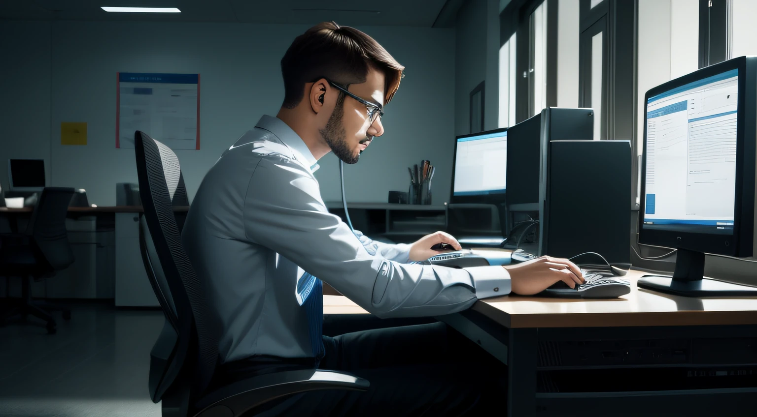 computer addicted worker