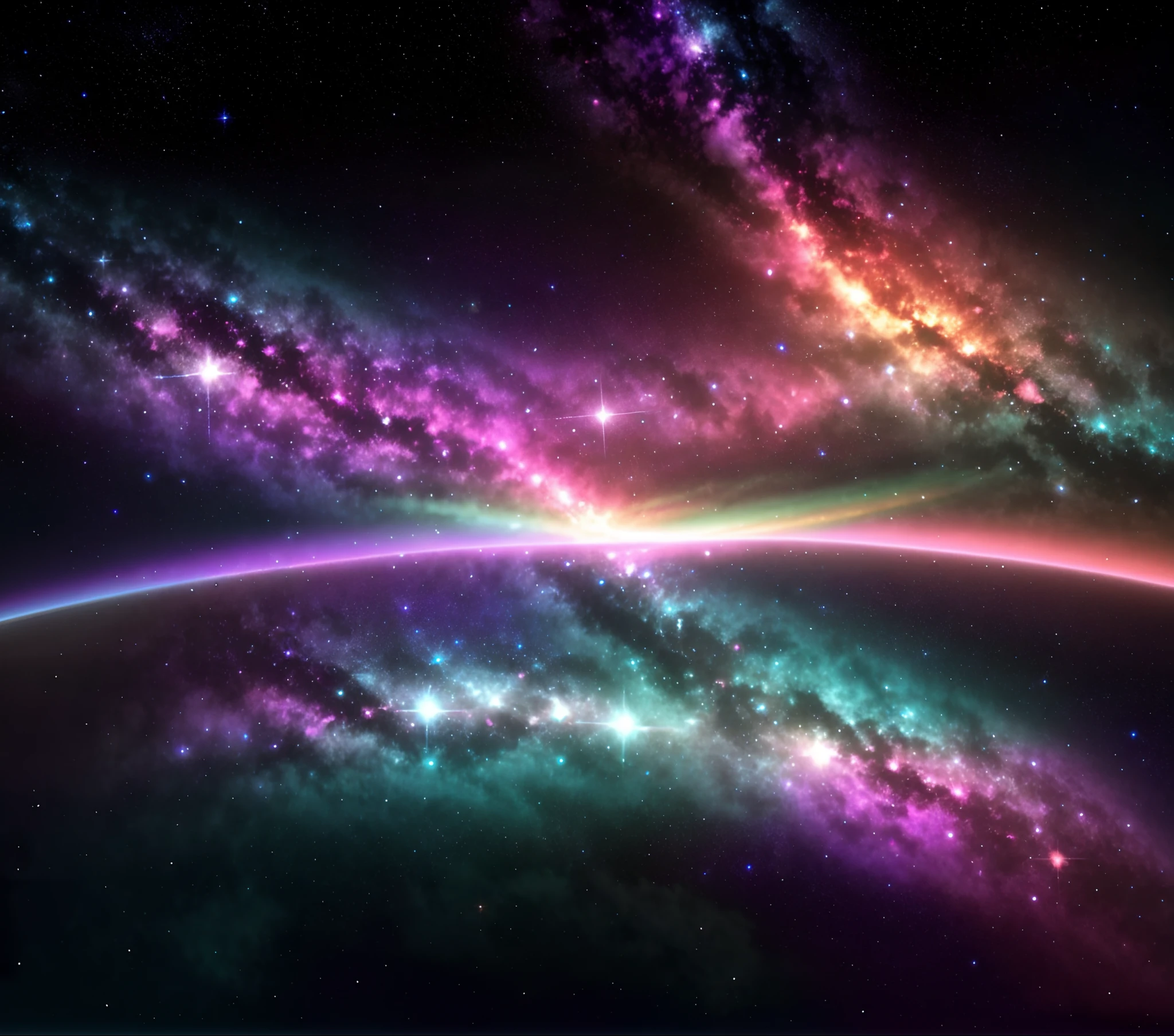 Colorful sky close-up,There are a lot of stars, space fractal gradient, interstellar stormy bright sky, Fractal sky, Magnificent background, beautiful space, space sky, cool smooth space colours, Surreal space, colorfull sky, galactic light colors, space colors, sunny rainbow galaxy stormy sea, Nebula reflection, Amazing wallpapers, Colorful sky, space atmosphere,k hd,A detailed,Pubic area is clear,Metaverse,heavenly body,Brilliant,Colorful,Burst