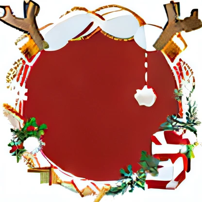 White background with antlers and round frame of candy, round background, Christmas tree，White snow，Christmas gifts，item art, game icon asset, iconography background, White background scene, game assets, 8K!!, Empty background, technological rings, white backgrounid,Red border, mobile game asset