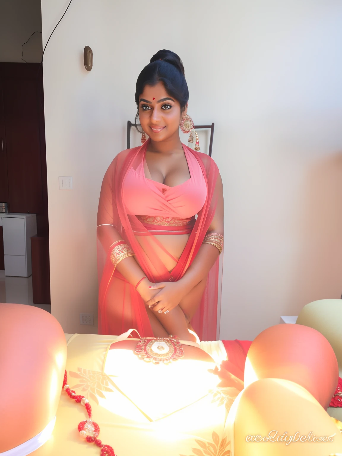 a close up of a woman in a red top and white skirt, traditional beauty, indian goddess, indian, thick body, sexy movie photo, red bra, large breasts size, with large breasts, lovely woman, sexy girl, thicc, with a large breasts, gorgeous woman, very beautiful woman, cleavage, beautiful thick female, beautiful goddess, indian nude body without dress
