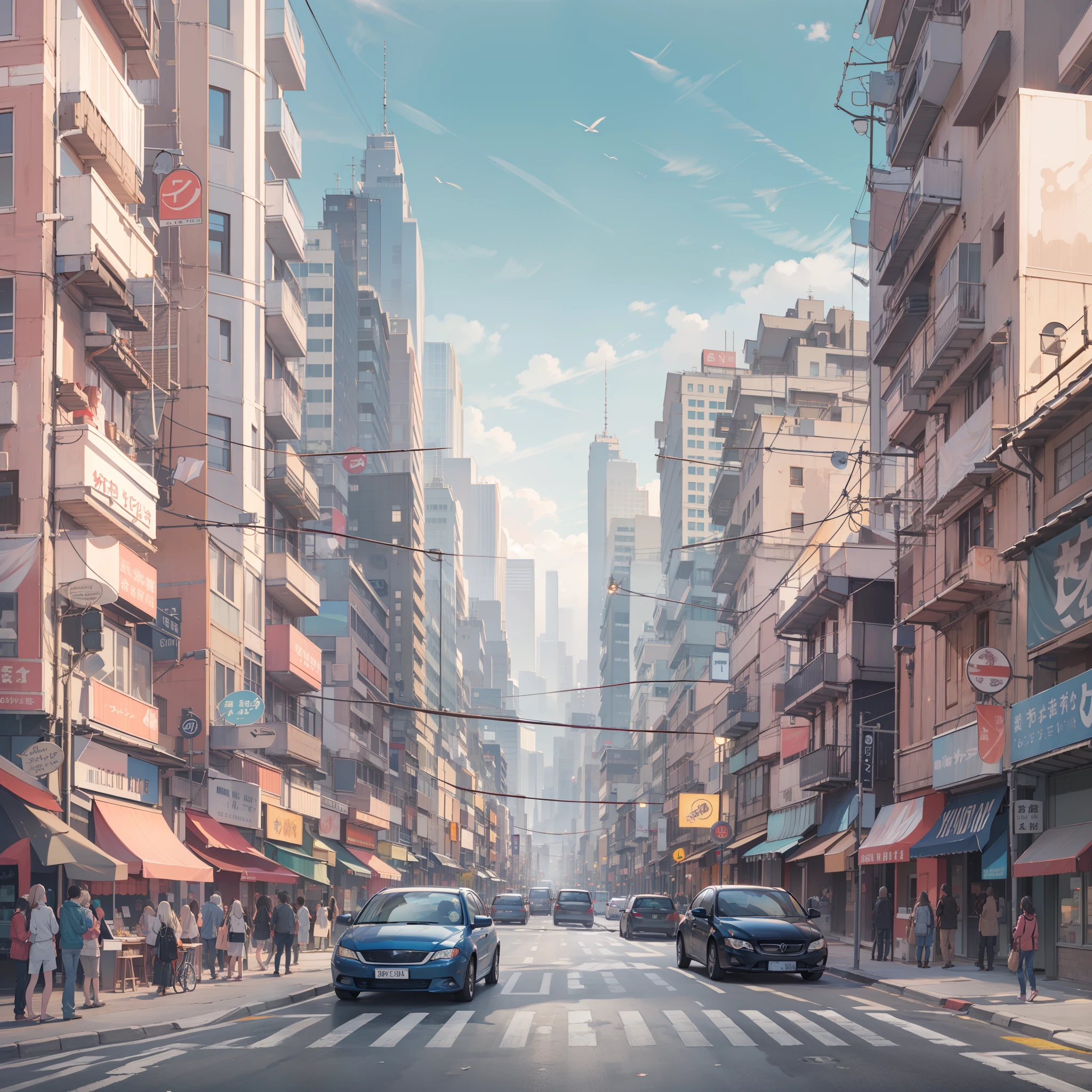 Pastel cityscape,Modern landscape,Landscape painting,no human,4K, (Raw photo: 1.2), (Realism: 1.4), (masutepiece: 1.3), (exquisite detailing: 1.2), Delicate and beautiful details, (Eye Detail), (Facial Detailed), (Highest Quality) :1.4), (Hyper-Resolution: 1.2), cinematric light, (very detailed illustration), (Best Quality, Super Resolution, depth of fields, Wide light, natural shadows