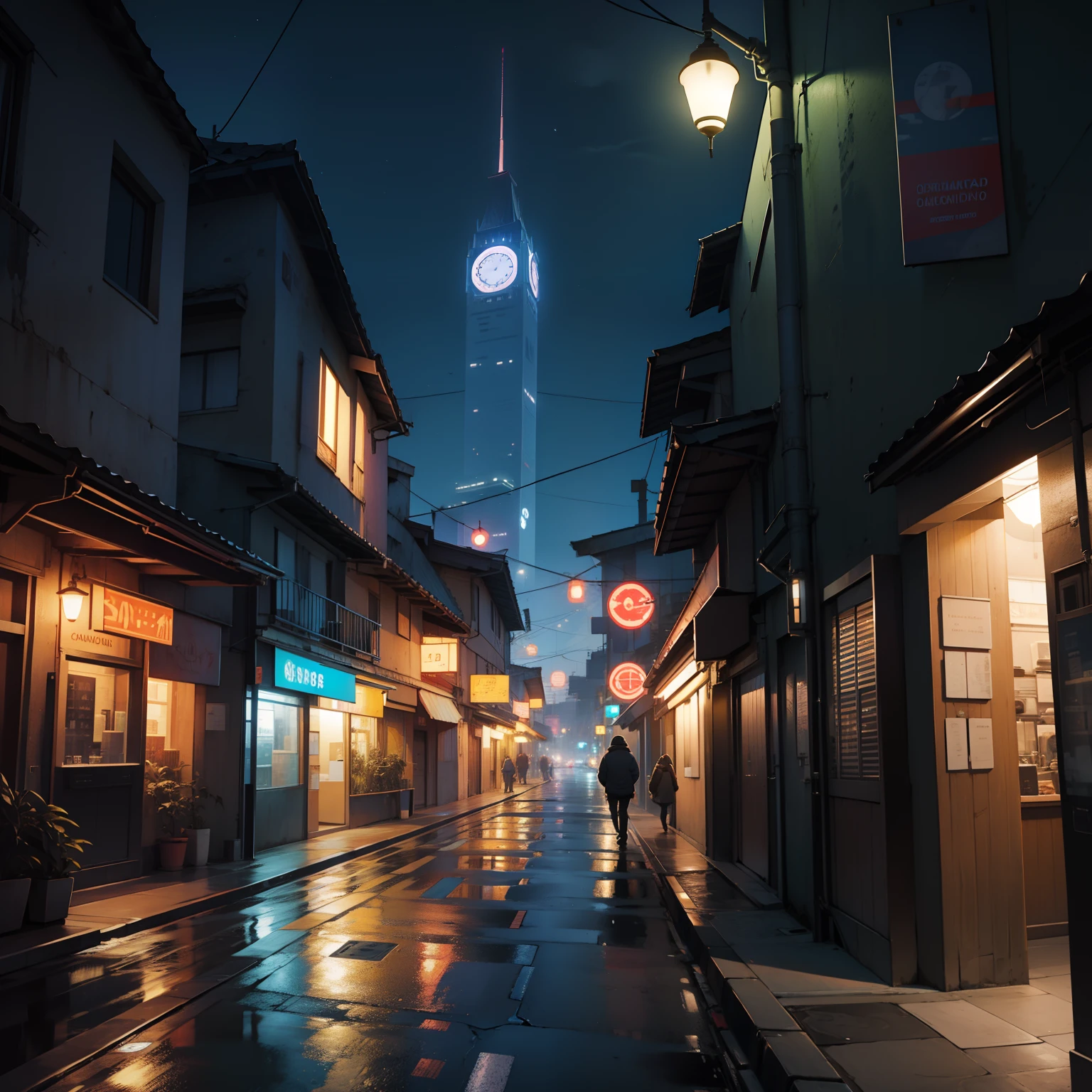 Ciudad, futurista, ambiente nocturno, alta calidad, detallado, urbano.