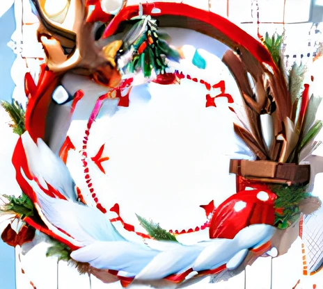 White background with antlers and round frame of candy, round background, Christmas tree,White snow,Christmas gifts,item art, game icon asset, iconography background, White background scene, game assets, 8K!!, Empty background, technological rings, white backgrounid,Red border, mobile game asset
