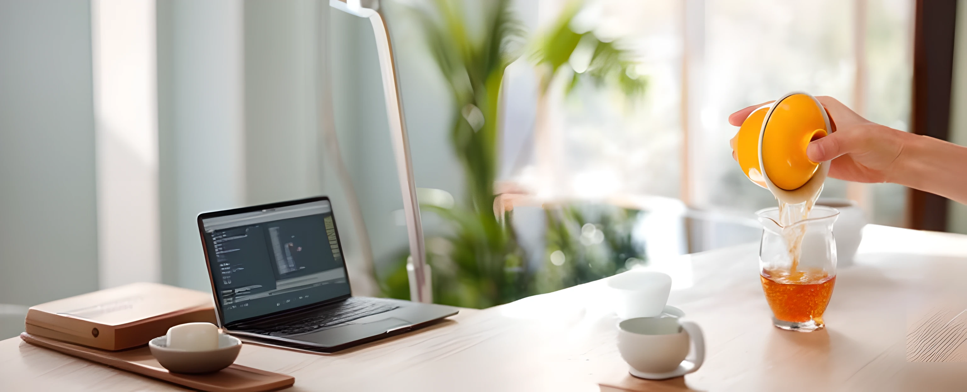 Minimalist desktop，Solid color tabletop，Zen background