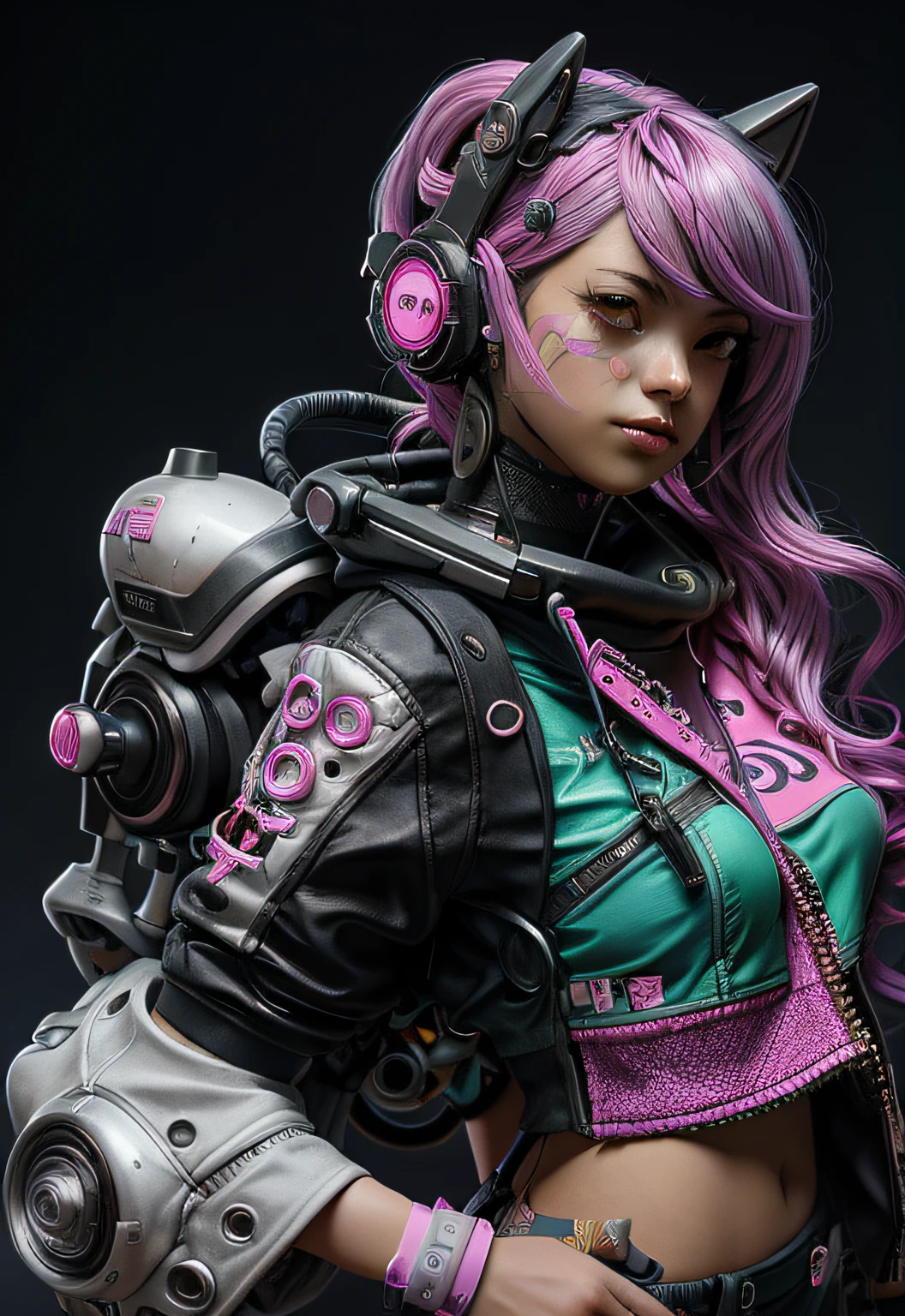 una mujer con cabello rosa sentada encima de una pared, arte cyberpunk de anime, arte de Anime Cyberpunk, Chica de Anime Cyberpunk fe******, Chica de Anime Cyberpunk, dreamy cyberpunk girl, Chica cyberpunk, Anime Cyberpunk, Cyberpunk hermosa chica, arte de Anime Cyberpunk digital, un cyborg cyberpunk adolescente, neonpunk, cyborg joven, arte cyberpunk de alta calidad, Anime cyberpunk moderno, (pechos grandes:1.6)(pechos colgantes: 1.5)(aprietan los senos: 1.3)(bimbo 1.4)(tetas desproporcionadas: 1.4)