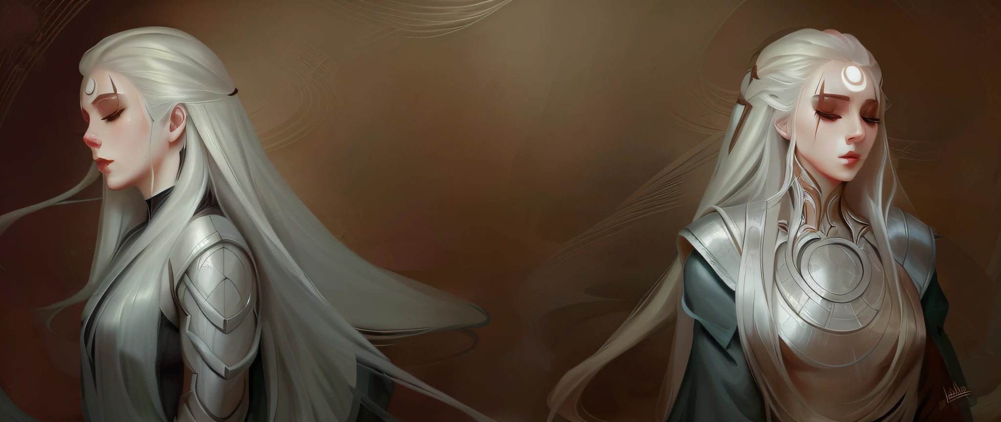 um desenho de um homem e uma mulher com cabelos longos e barbas, arte conceitual emocional, Estilo Ross Tran, flowing hair and long robes, Arte Conceitual do Amor, arte conceitual do trabalho de linha, No estilo de Ross Tran, flowing hair, art sketches, estilo de arte charlie bowater, arte conceitual profissional, Estilo de Charlie Bowater, bela arte de linha, arte conceitual!