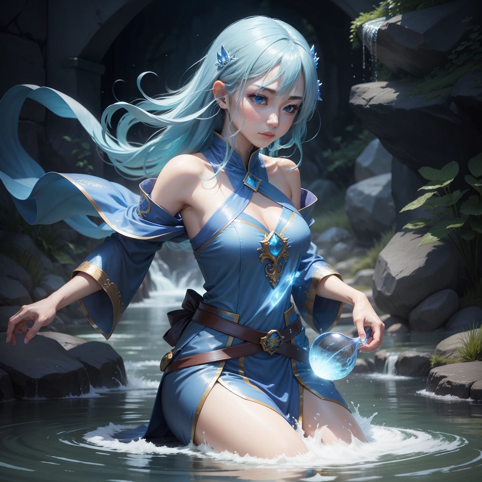 Water mage using water magic。