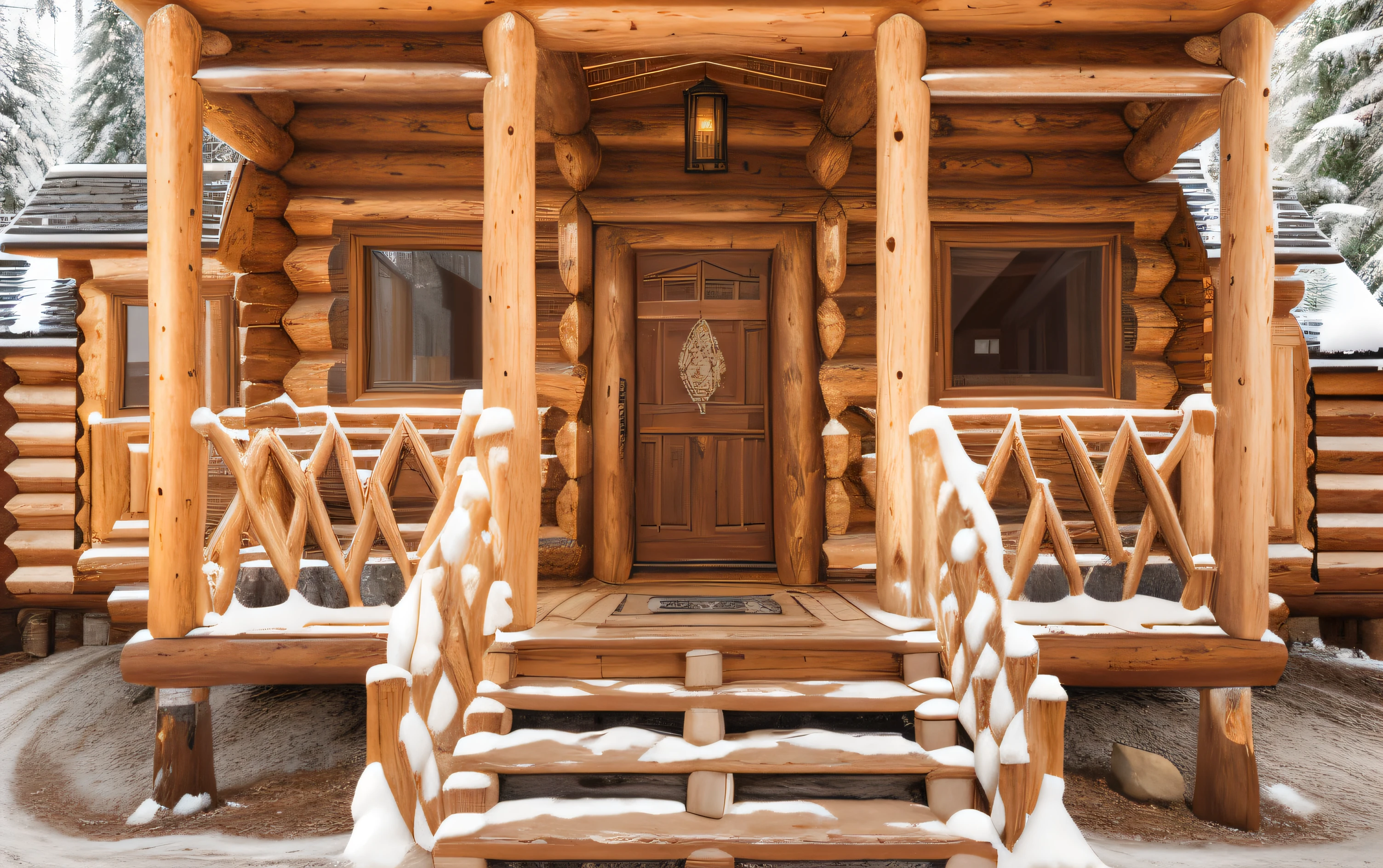 Alafard Chalet,Hyper Real,Chiba Yuda, 4 0 9 6, log homes, log cabin, Wooden house, The cabin, a wide full shot, abcdefghijklmnopqrstuvwxyz, (Snow)