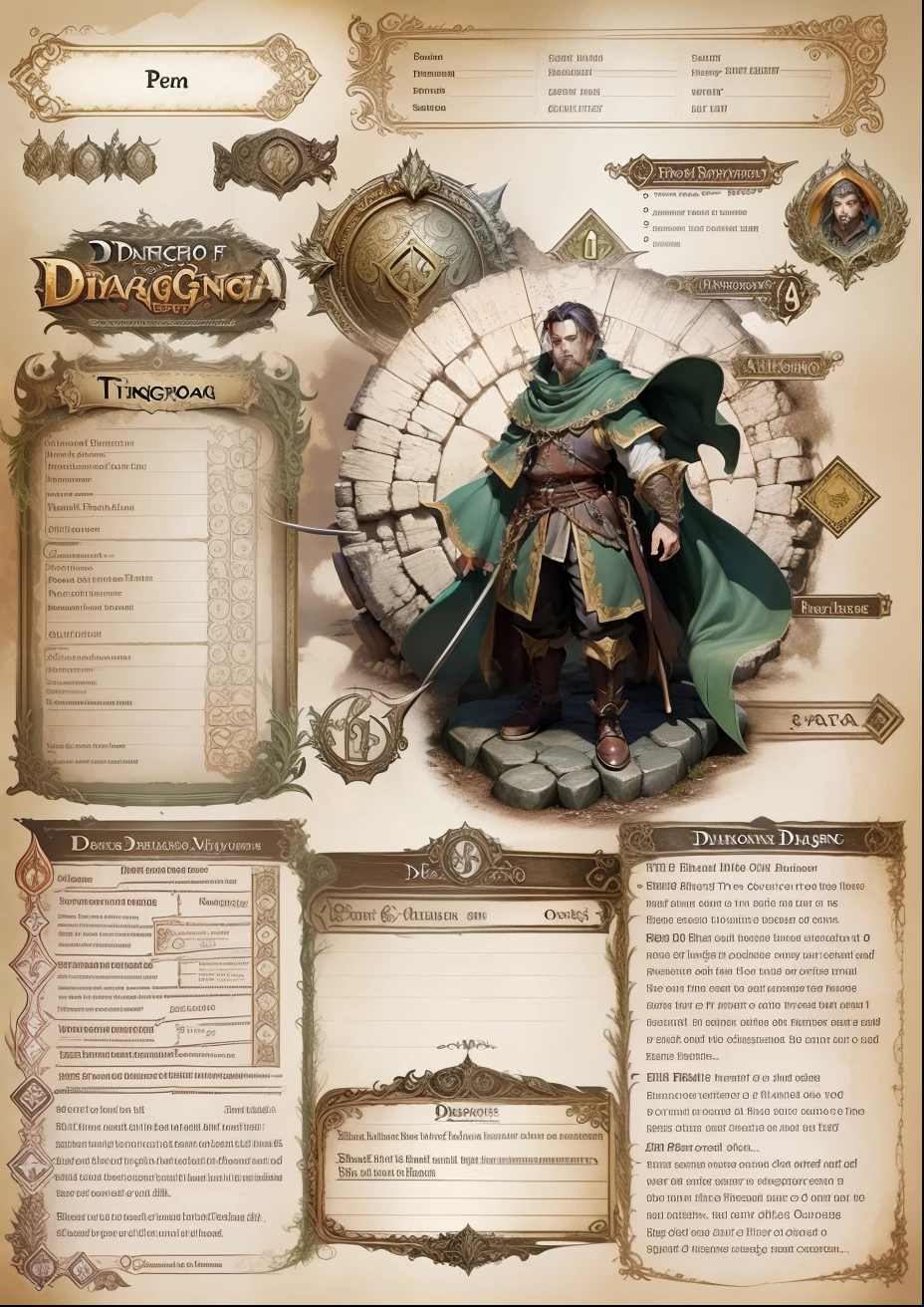 Dungeons and dragona character sheet custom, tirar o personagem e os dados, sem texto