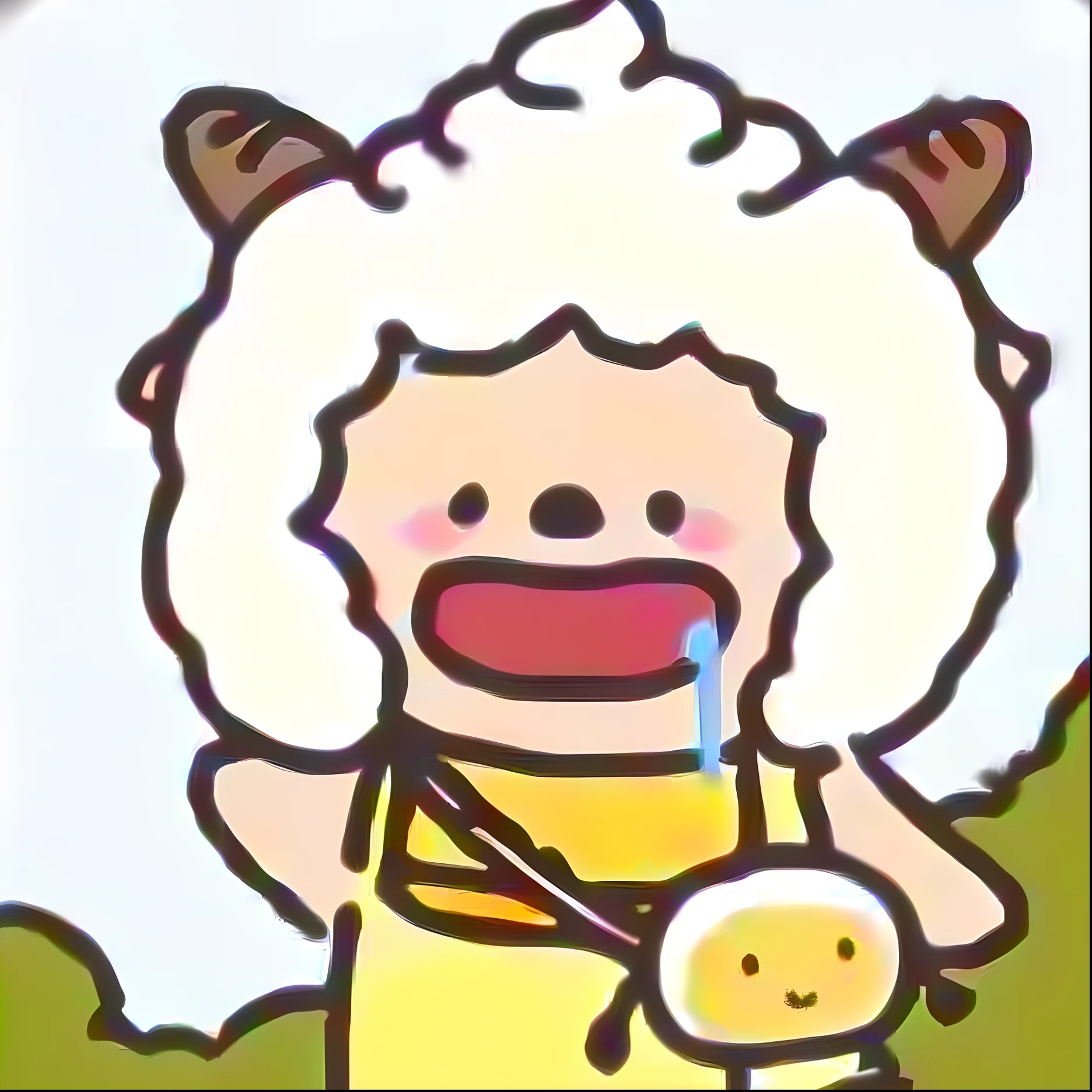 Cartoon sheep with a toothbrush in their mouth,Glass of milk in hand, woman in a sheep costume, shirabii, human lamb hybrid, she has a cute expressive face, a character based on a haggis, shikamimi, 🐿🍸🍋, Chiba Yuda, asriel dreemurr