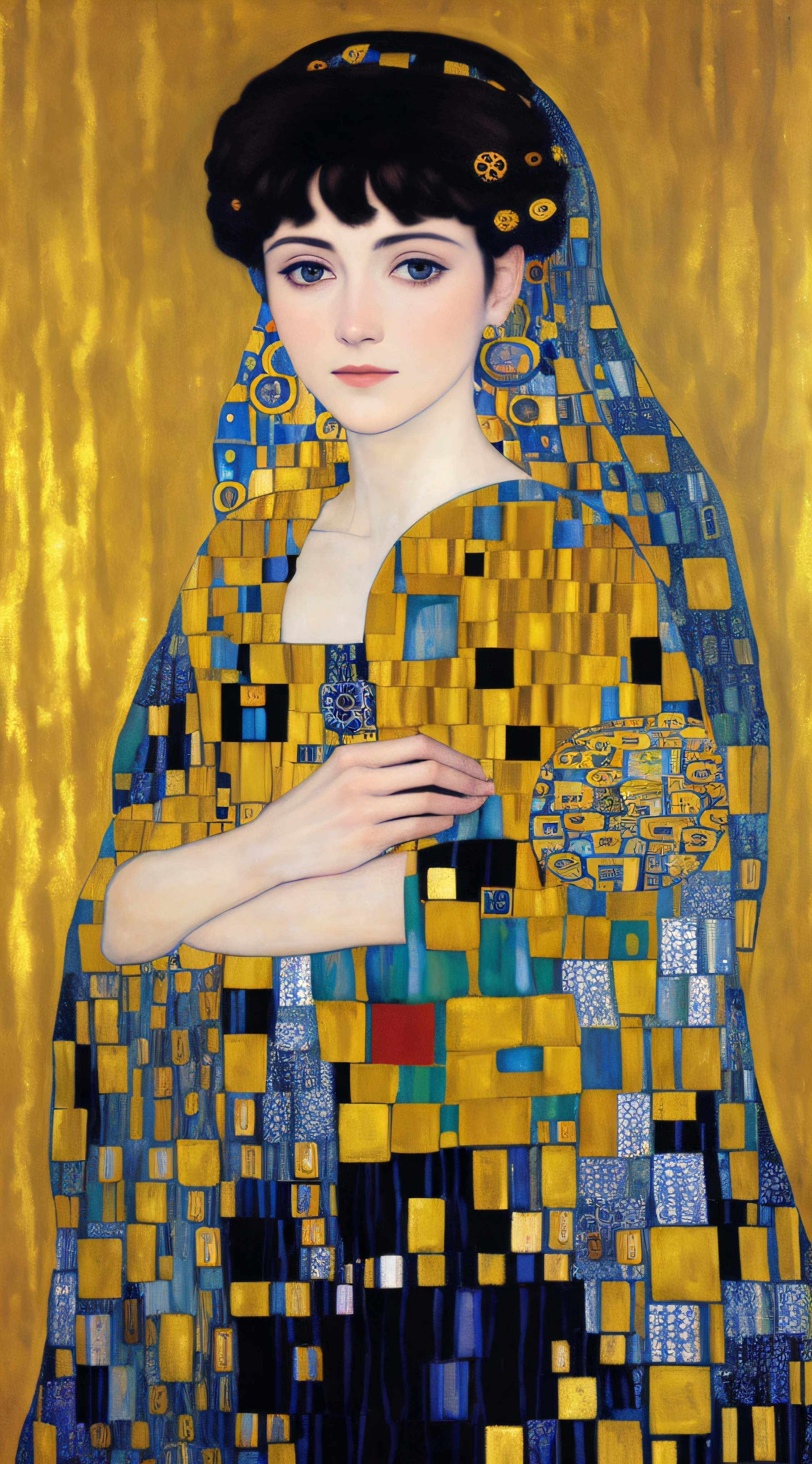a painting of a woman with a veil on her head, Estilo Gustav Klimt, Gustavo Klimt 4 K, Gustavo Klimt 4K, Estilo de Gustav Klimt, Gustavo Klimt 8K, inspirado em Klimt, inspirado em Gustav Klimt, por Klimt, Directed by: Gustav Klimt, Pintura de Gustav Klimt