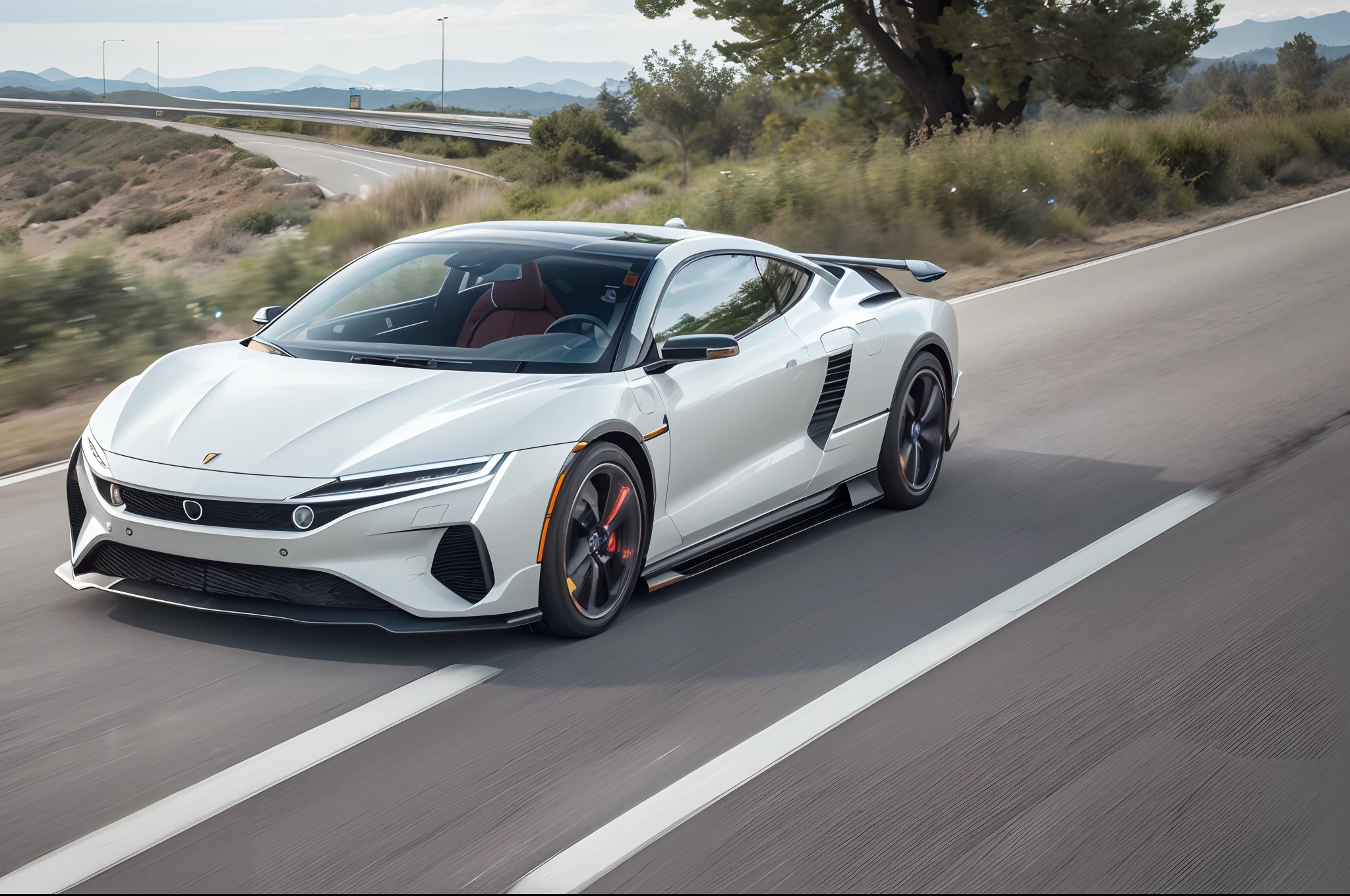 Conceptual design style,Road vehicles, Simple body lines, Elements of an electric vehicle, Sharp surfaces, hyper HD, High quality, (Clear focus) 4K Unity wallpaper, Movie lighting, Depth of field, Defocus, Daytime, highways, Truck design elements, Automotive Design Trends 2023.