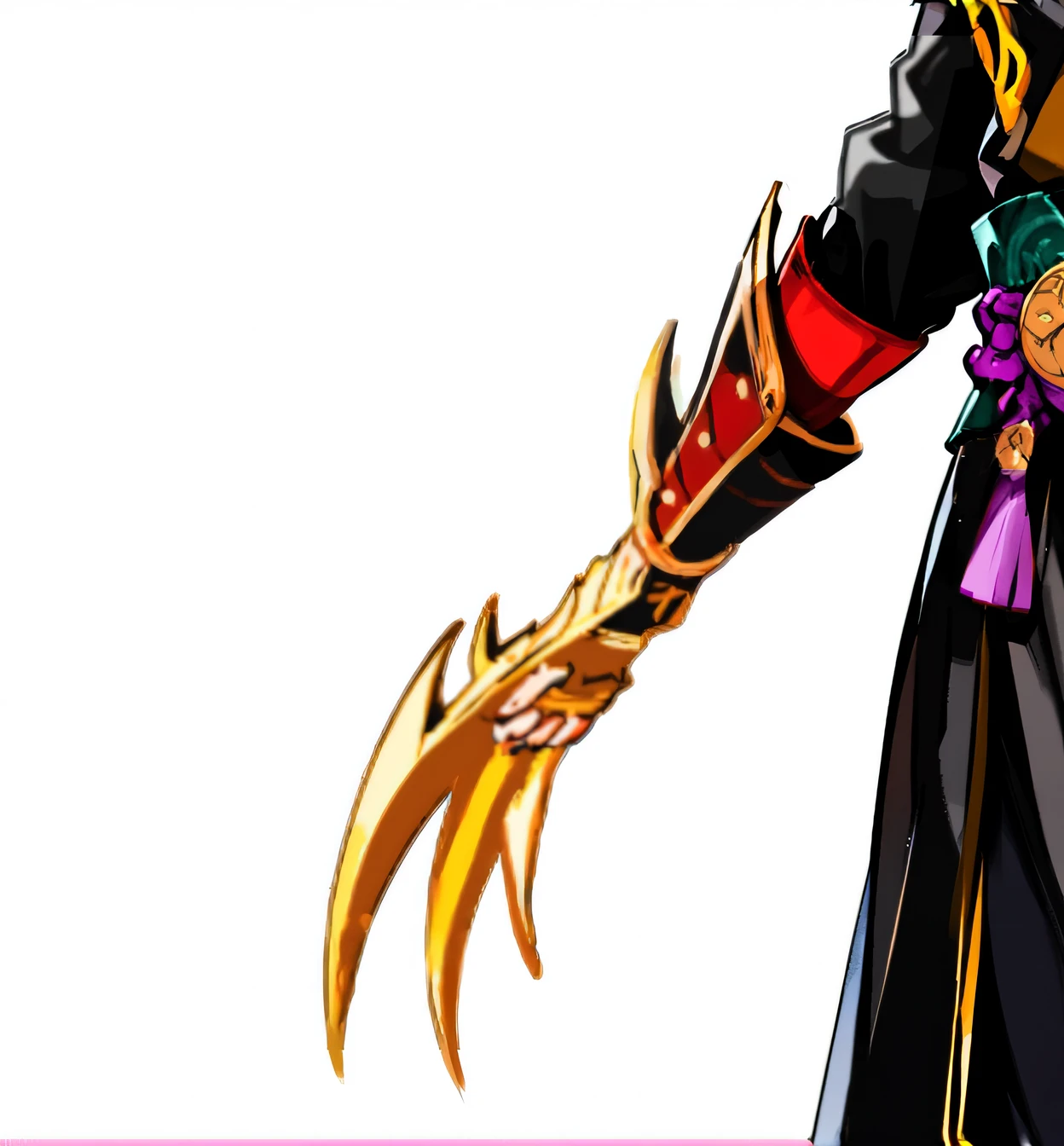 Anime characters wearing purple and black costumes and purple hats, half invoker half megumin, guilty gear art style, style of duelyst, with leviathan axe, guilty gear art direction, chrono trigger guilty gear style, holding jagged scimitar, Villain pose, Katana Zero video game character, holding enormous sword, dio brando
