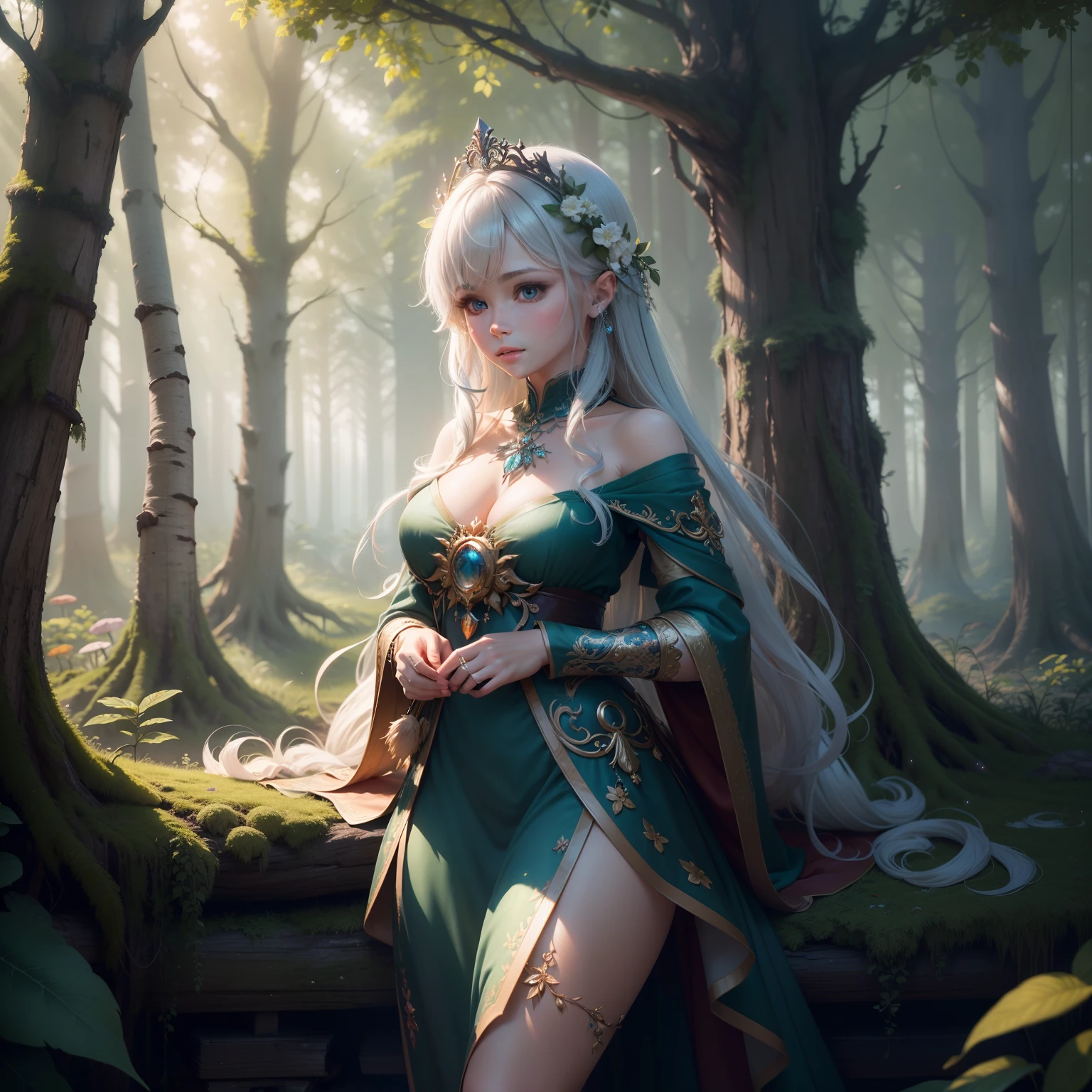 masterpiece, best quality, high quality,extremely detailed CG unity 8k wallpaper, An enchanting and dreamy scene of a fantasy forest, with towering trees, glowing mushrooms, and hidden fairy glens, creating a sense of mystique and enchantment, artstation, digital illustration, intricate, trending, pastel colors, oil paiting, award winning photography, Bokeh, Depth of Field, HDR, bloom, Chromatic Aberration ,Photorealistic,extremely detailed, trending on artstation, trending on CGsociety, Intricate, High Detail, dramatic, art by midjourney