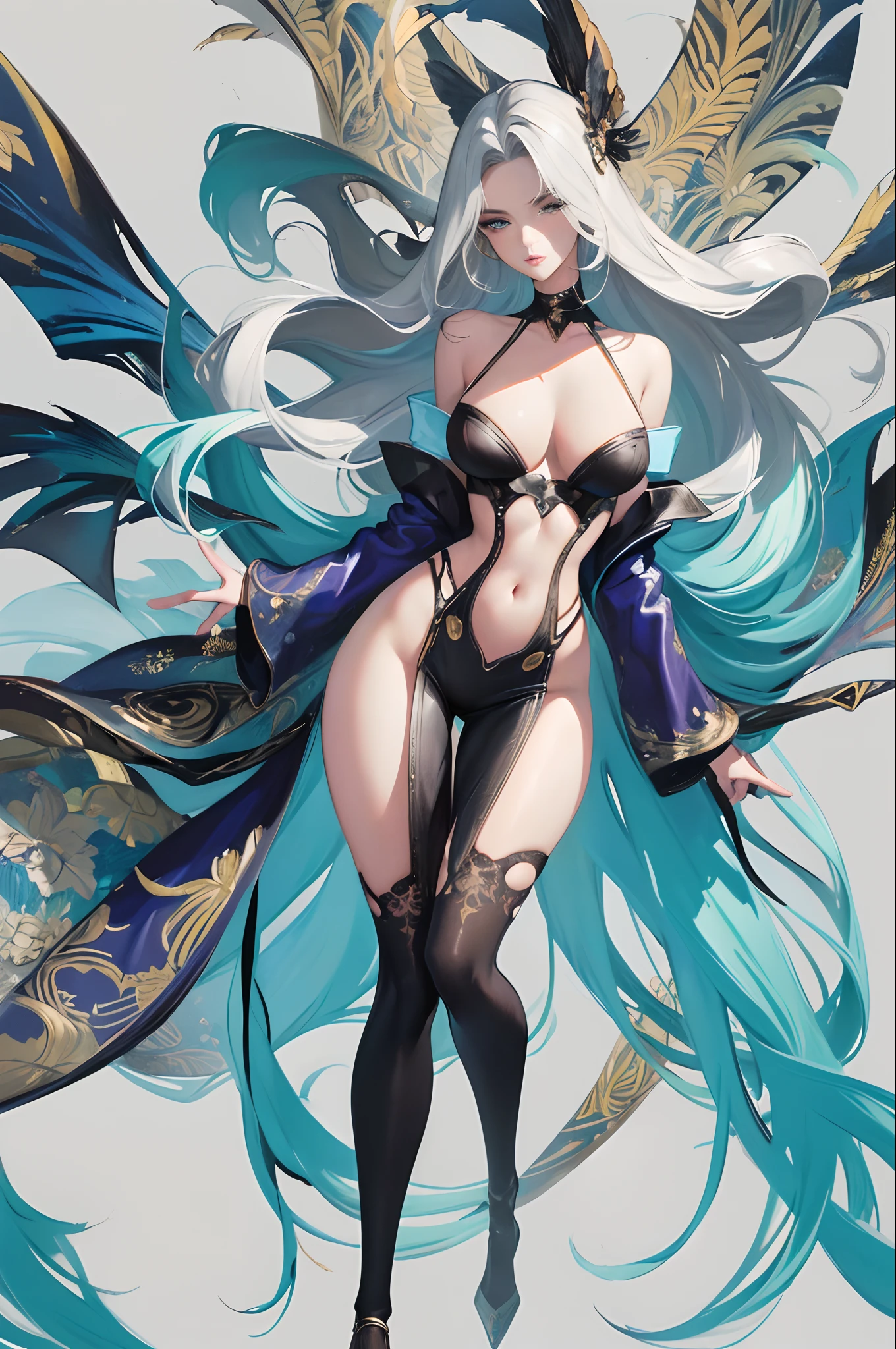 Illustration art, painting art,Full body like, Whole body movement, Sexy woman in sexy clothes, Female boss, Very cool facial expression, Gorgeous background, Great sexy art, painting art, Sexy art, Detailed body part details,Inspired by J.c.Ryan Decker, Epic European and American illustrations, Tall, The whole body is evenly sexy
