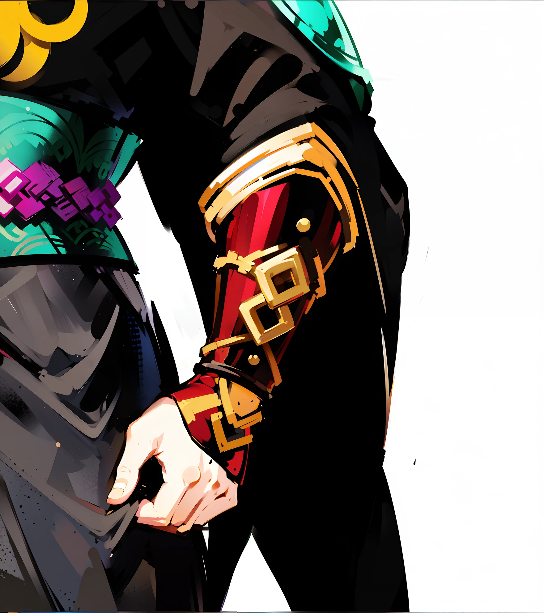 Anime characters with yellow hair and green shirts, closeup of arms, character art closeup, heavy gesture style closeup, closeup detailed, extra detail, in jojo\'s bizarre adventure, full body close-up shot, extra detail more details, detailed arms, Detailed key anime art, highly detailed exquisite fanart, joe biden as a jojo character, jojo anime style