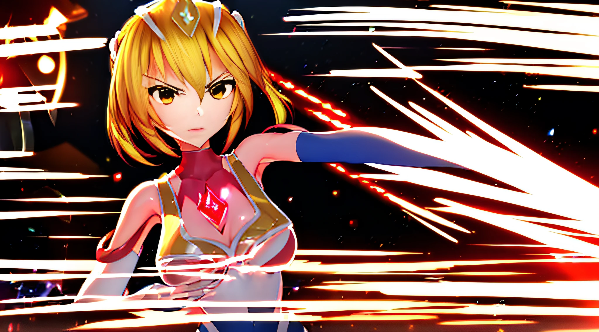 (Masterpiece, best quality) detailed, character sheet, many items (the same person, ultrabeam, red_gem_on_chest, black_gem_on_chest, arms, legs, many parts), ultramanDyna, 1girl, serious, v-shaped eyebrows, on one knee, full of details.