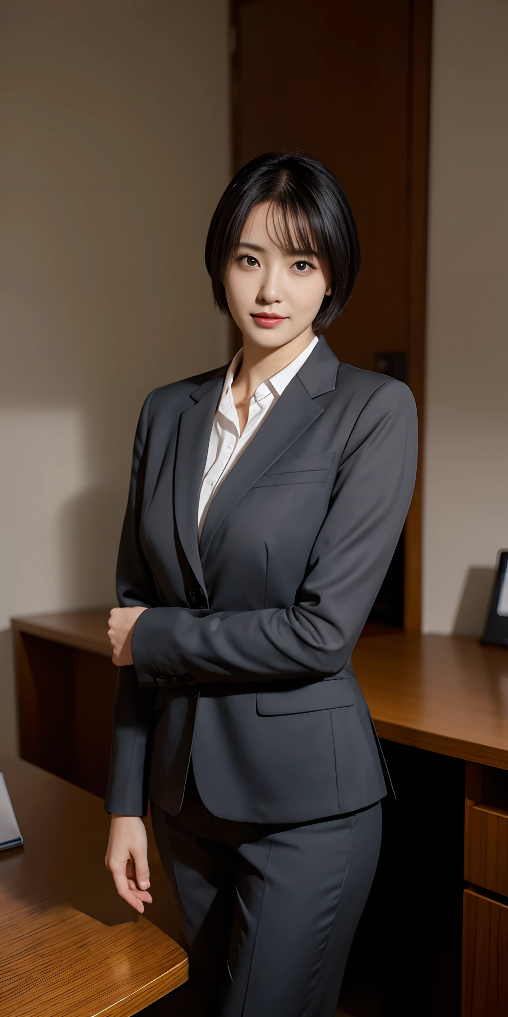 Raw photo, Realistic, masutepiece, Single Married Woman, Sexy, Beautiful body, Big, 29yo, Business attire, Short hair,In the office,