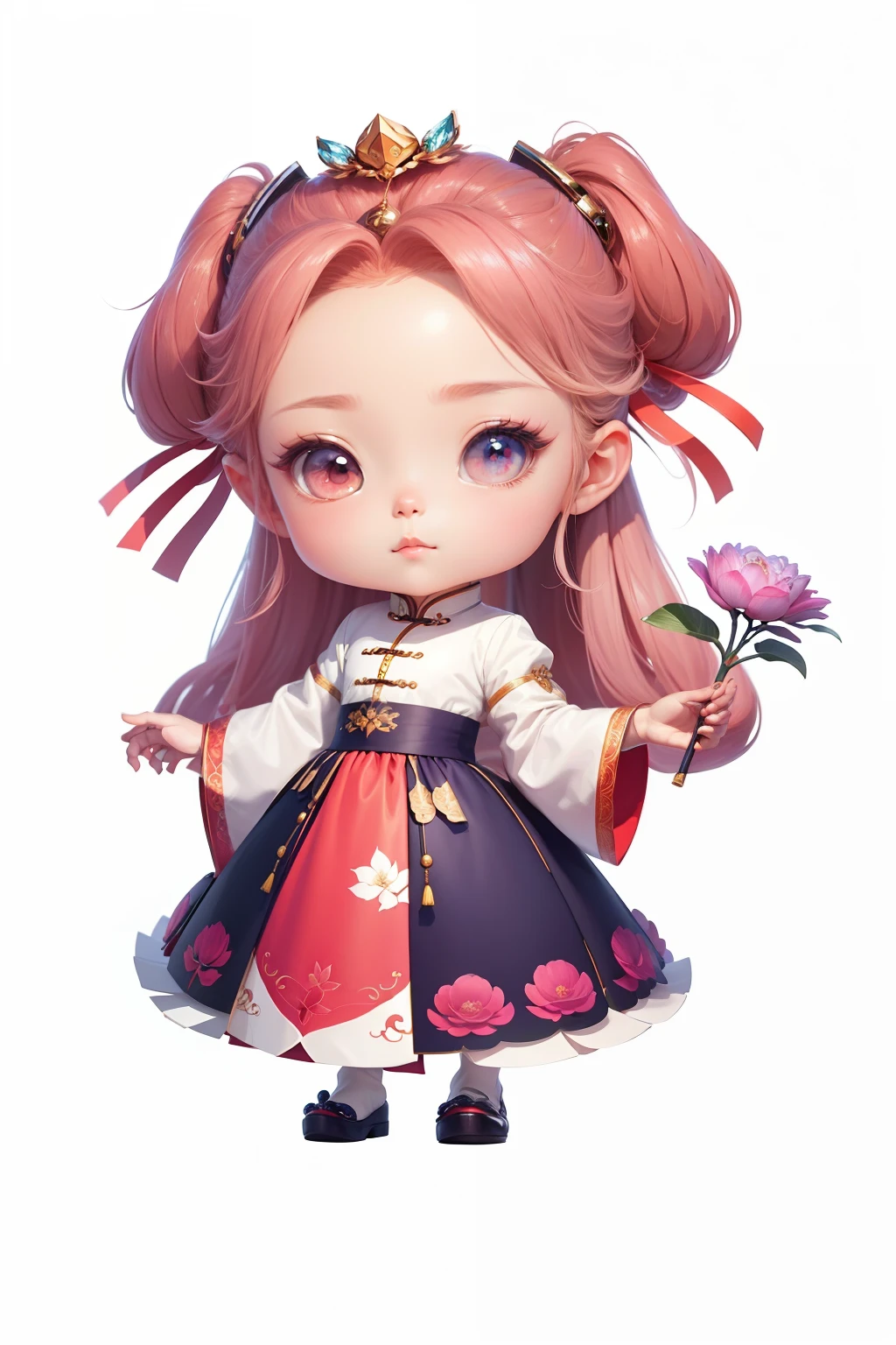 Chinese shoes,white limbo,Pattern,Pedras preciosas,Refinement,8K,Exquisite painting,lovely digital painting,anime styled digital art,style of anime。8K,A beautiful artwork illustration,adorable digital art