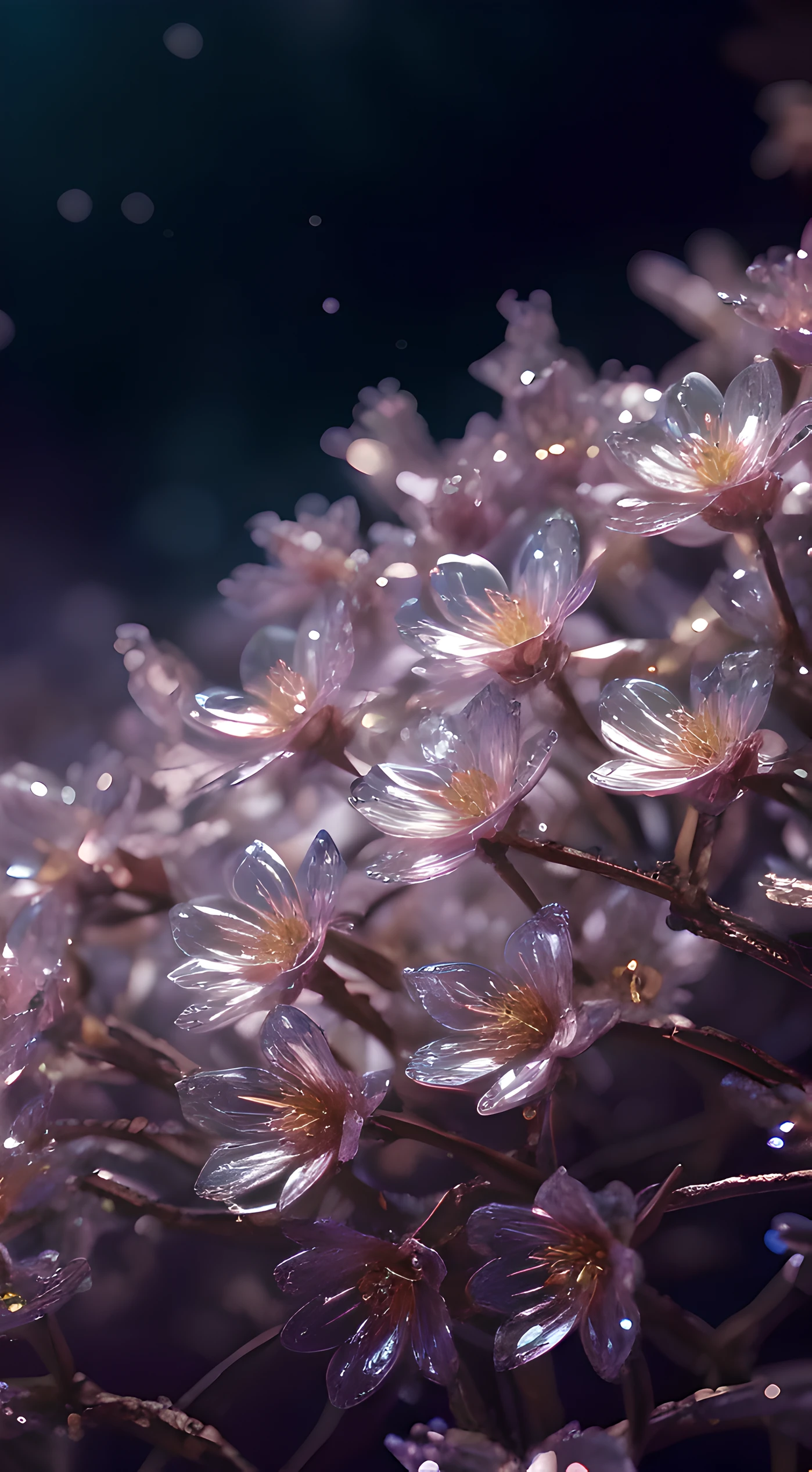 Crystal Spring Blossom,
Fantasy, galaxies, Transparent,glistening, sparkling, splendid, colourfull, extreme wide shot,
magical photography, with dramatic lighting, photo realism, Ultra-detailed, 4k, high resolucion