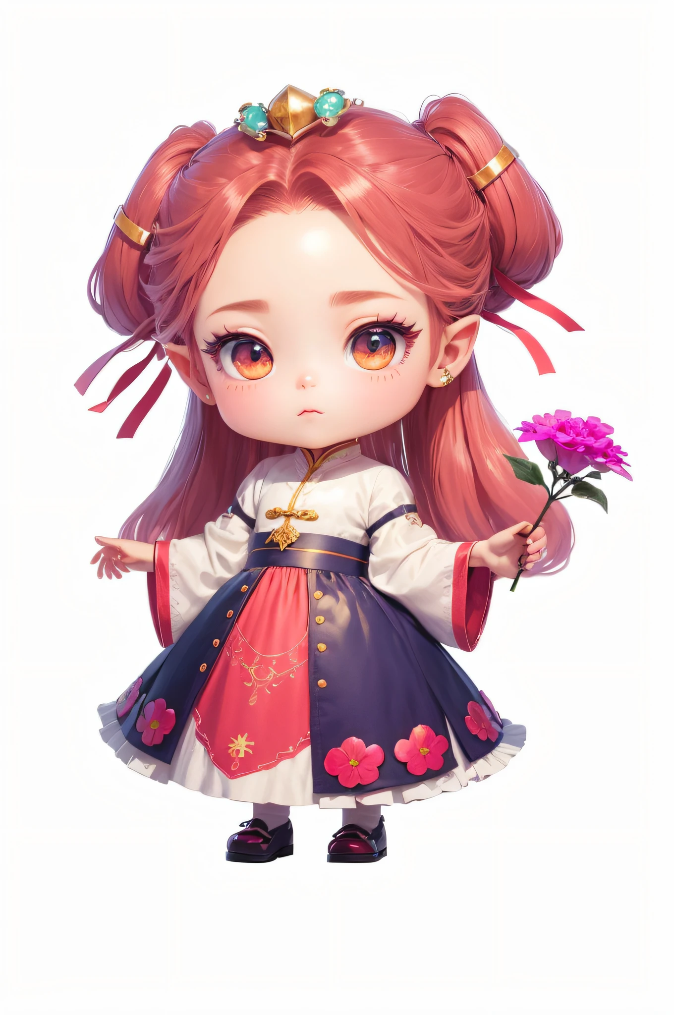 Chinese shoes,white limbo,Pattern,Pedras preciosas,(Refinement),(Exquisite painting),(Outstanding work),lovely digital painting,anime styled digital art,style of anime。(8K),A beautiful artwork illustration,adorable digital art,elvish ears,(Two-dimensional eyes),Refinement,Exquisite painting,lovely digital painting,anime styled digital art,style of anime。8K,A beautiful artwork illustration,adorable digital art,(3D),(There are flowers on the left and right sides of the head)