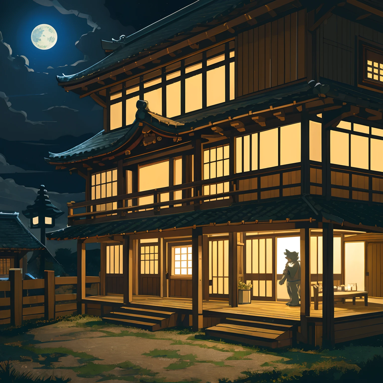 top quality, best quality, High-quality illustrations, masterpiece, super high resolution, highres, absurdres(highly detailed beautiful face and eyes)perfect anatomy, detailed background, User Interface of game, side view game, night, japanese house, deteriorated furniture, windows, moonlight, 6+boys, 6+girls, expression, good lighting, cinematic shadow(kemono, furry anthro)assorted poses,