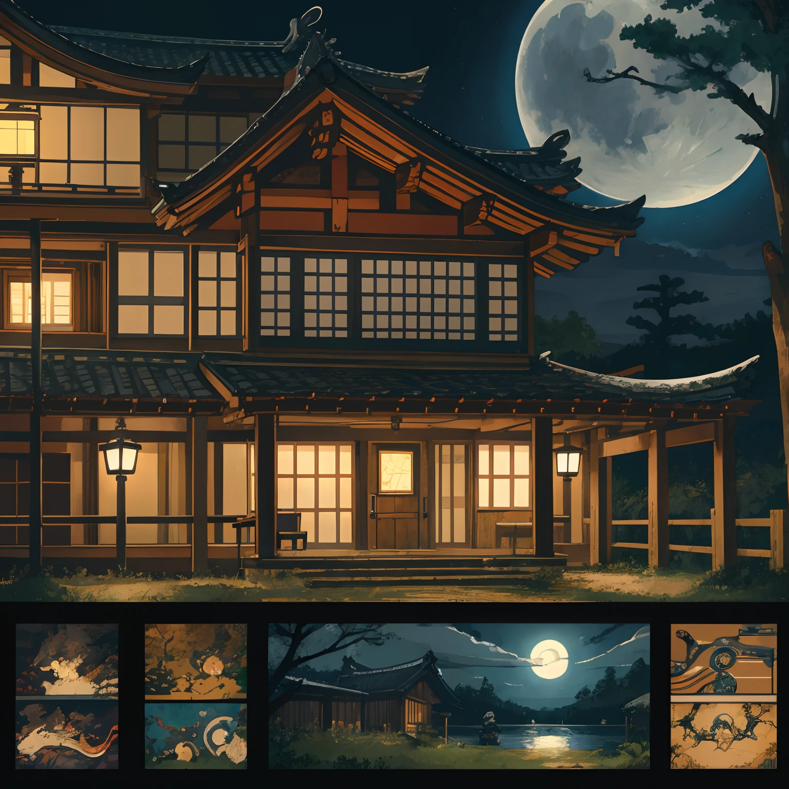 top quality, best quality, High-quality illustrations, masterpiece, super high resolution, highres, absurdres(highly detailed beautiful face and eyes)perfect anatomy, detailed background, User Interface of game, side view game, night, japanese house, deteriorated furniture, windows, moonlight, 6+boys, 6+girls, expression, good lighting, cinematic shadow(kemono, furry anthro)assorted poses,