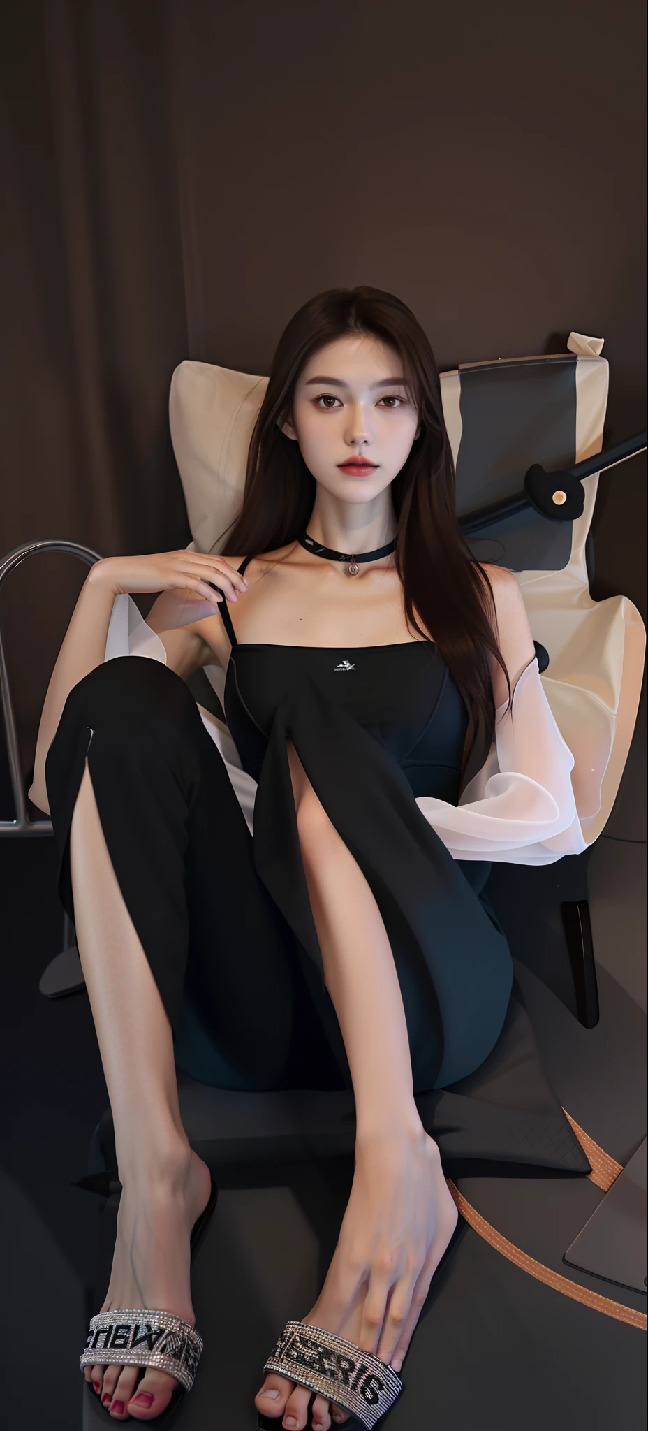 （top-quality，8K，tmasterpiece：1.3），Sharp focus：1.2，perfect body type：1.4，Slender abs：1.2，（（dark brown  hair，：1.4）），swim wears