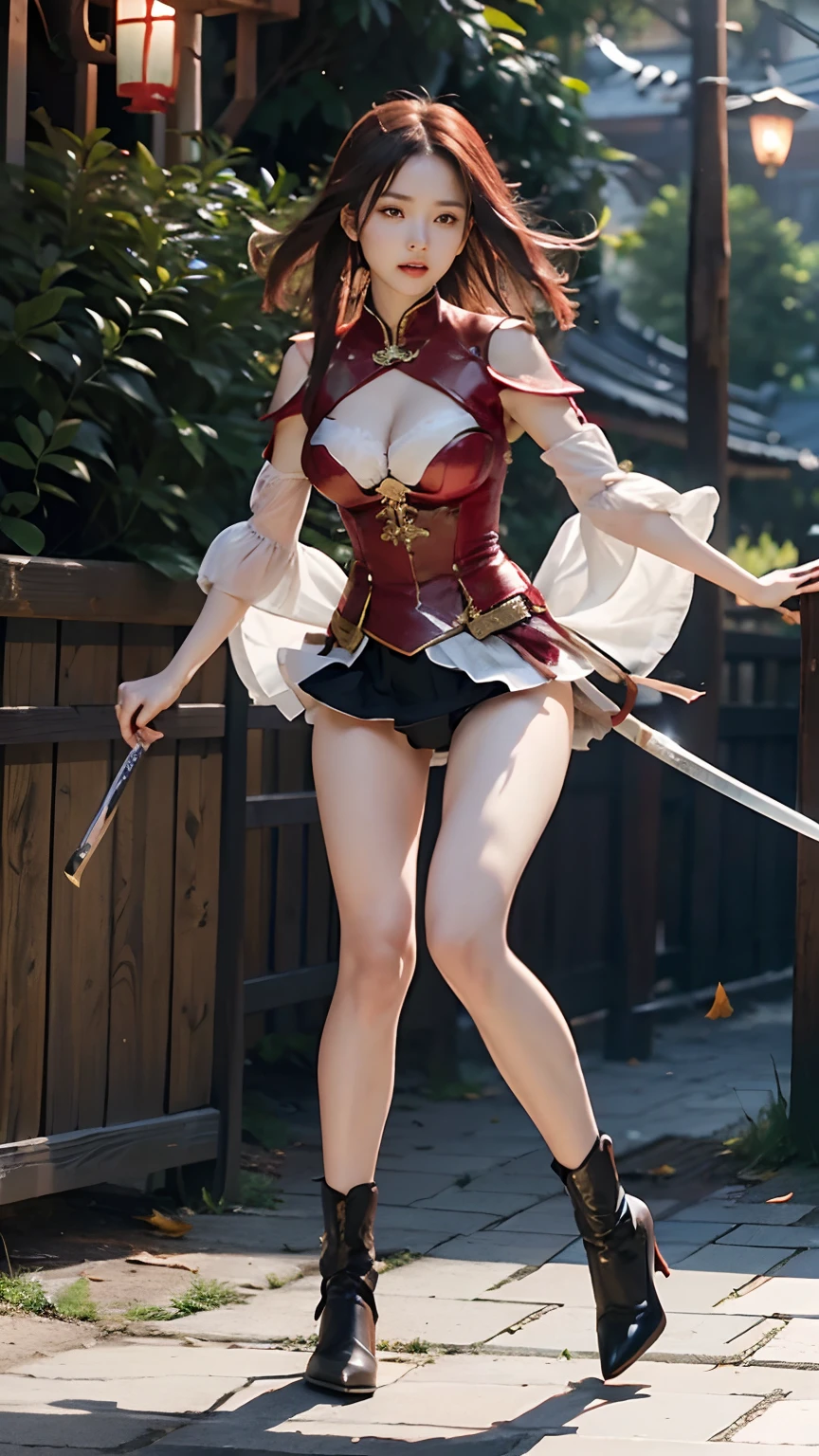 Beutiful women，On the battlefield，Female general，period costume，Armor，Fight with guns in hand，Chinese big breasts，Tomorrow morning，The sword，sword art online， Sword dance，gossamer，a sultry, full bodyesbian，Swordsmanship，falling leaf，The kinky is exposed，Thigh emphasis，Bare legged，Beauty Feeling，beautifullegs，Long legs，chest emphasis，8K,Realistic portraits，depth of fields，Panties exposed，Areola，Spring lanterns leak，Long legs，Lick the，Full body posture，seduce