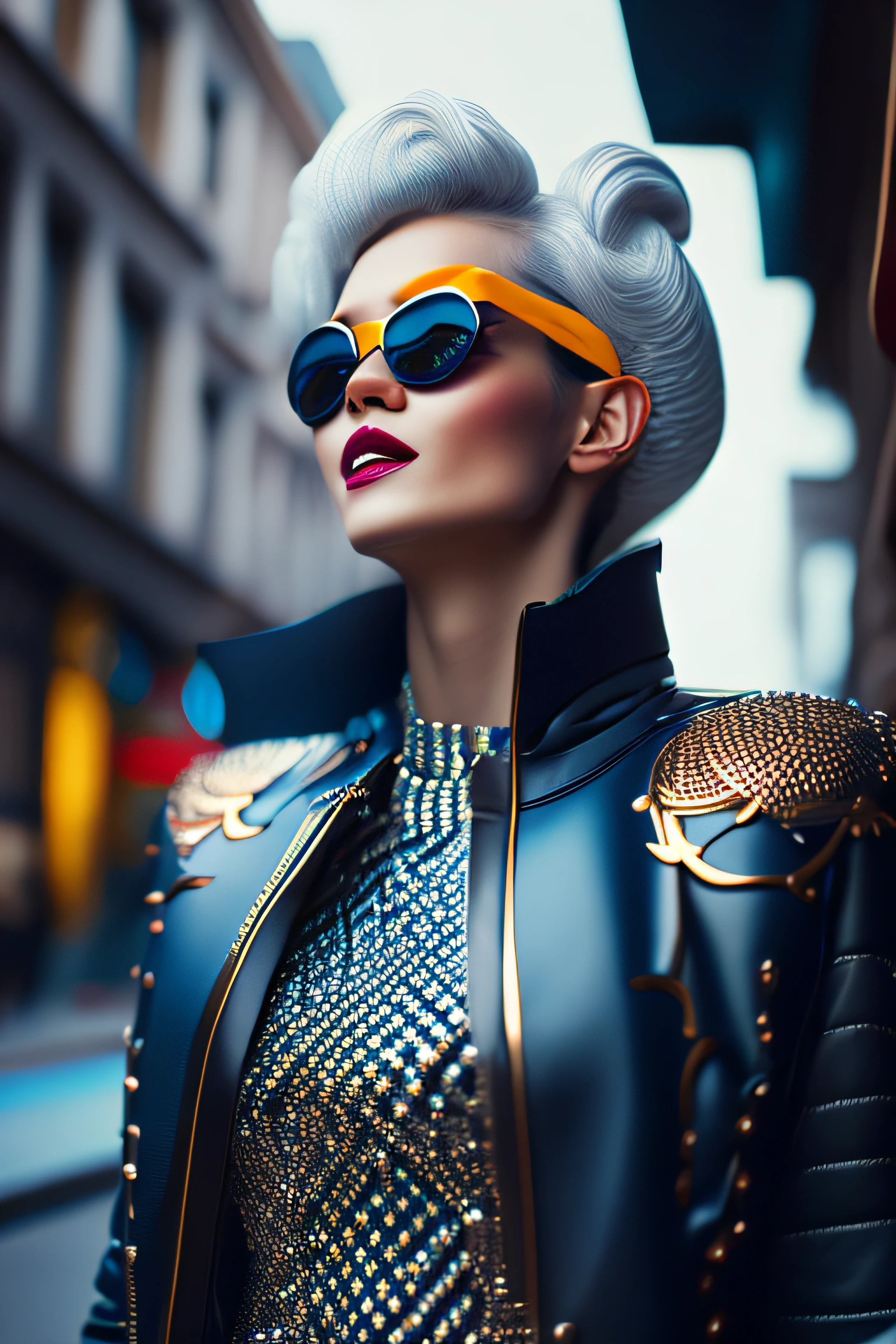 (portrait fashionista man middle ages 1950s with intricate colorful trendy glossy polarised goggle), flufly clorful hair, smily expression, (Extremely Detailed digital photography:1.2), standing in middle of city, (((full body))), raw picture, analogue, Hasselblad, 50asa, f8, 12mm, glow effects, godrays, Hand drawn, render, 8k, octane render, cinema 4d, blender, dark, atmospheric 4k ultra detailed, cinematic sensual, Sharp focus, humorous illustration, big depth of field, Masterpiece, colors, 3d octane render, 4k, concept art, trending on artstation, hyperrealistic, Vivid colors, rim light, extremely detailed CG unity 8k wallpaper, trending on ArtStation, trending on CGSociety, Pop Art style by Yayoi Kusama, Intricate, High Detail, dramatic
,pure energy, light particules, sci-fi