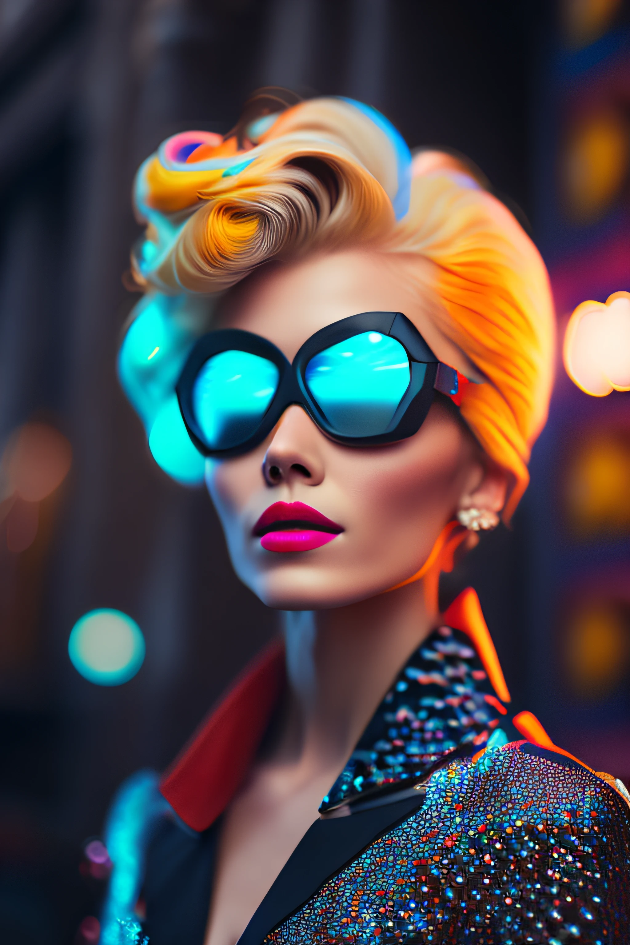 (portrait fashionista man middle ages 1950s with intricate colorful trendy glossy polarised goggle), flufly clorful hair, smily expression, (Extremely Detailed digital photography:1.2), standing in middle of city, (((full body))), raw picture, analogue, Hasselblad, 50asa, f8, 12mm, glow effects, godrays, Hand drawn, render, 8k, octane render, cinema 4d, blender, dark, atmospheric 4k ultra detailed, cinematic sensual, Sharp focus, humorous illustration, big depth of field, Masterpiece, colors, 3d octane render, 4k, concept art, trending on artstation, hyperrealistic, Vivid colors, rim light, extremely detailed CG unity 8k wallpaper, trending on ArtStation, trending on CGSociety, Pop Art style by Yayoi Kusama, Intricate, High Detail, dramatic
,pure energy, light particules, sci-fi