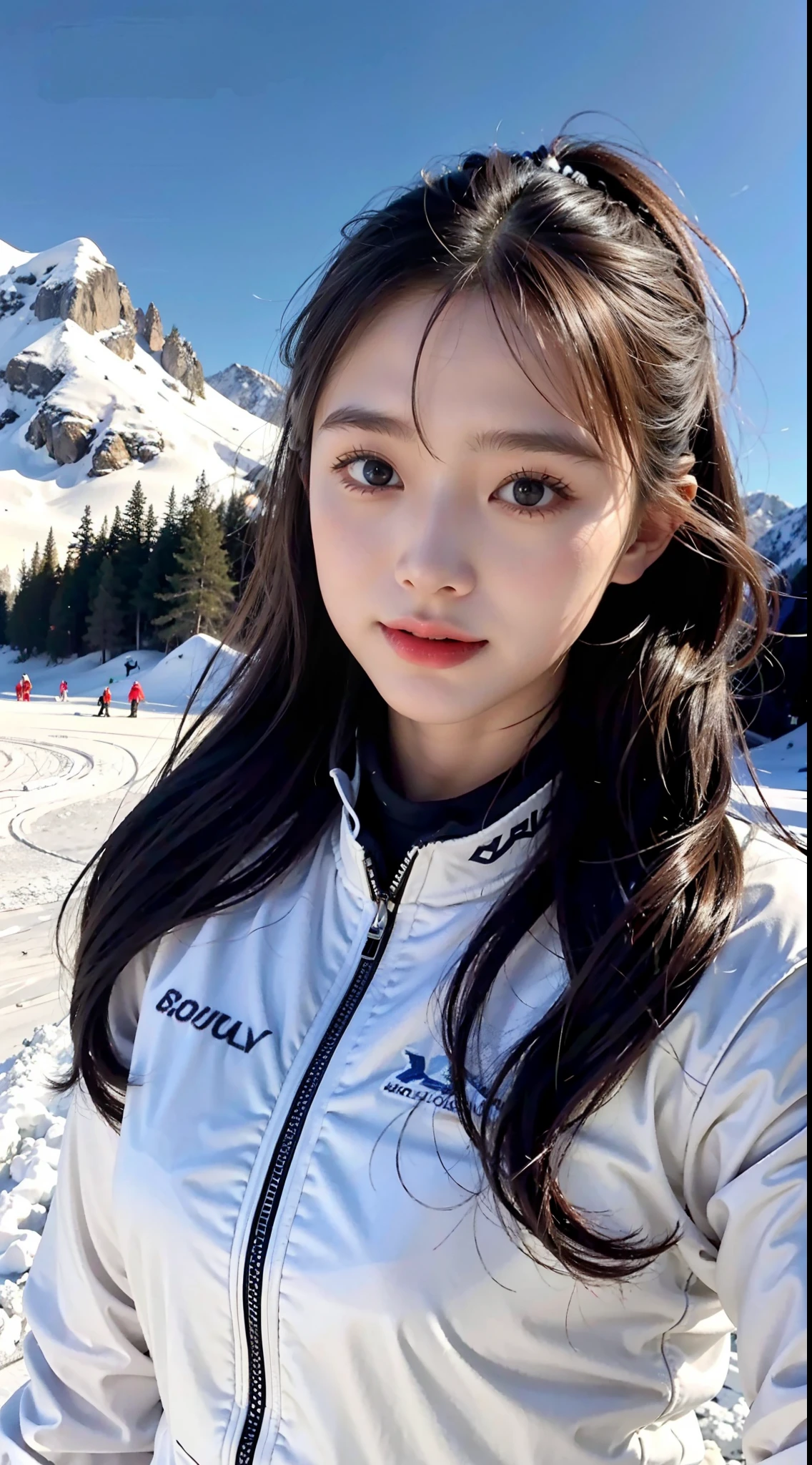 A girl in a ski suit,Ski slopes,Well equipped,Good for skiing,Beautiful girl,adolable,ski,snow landscape