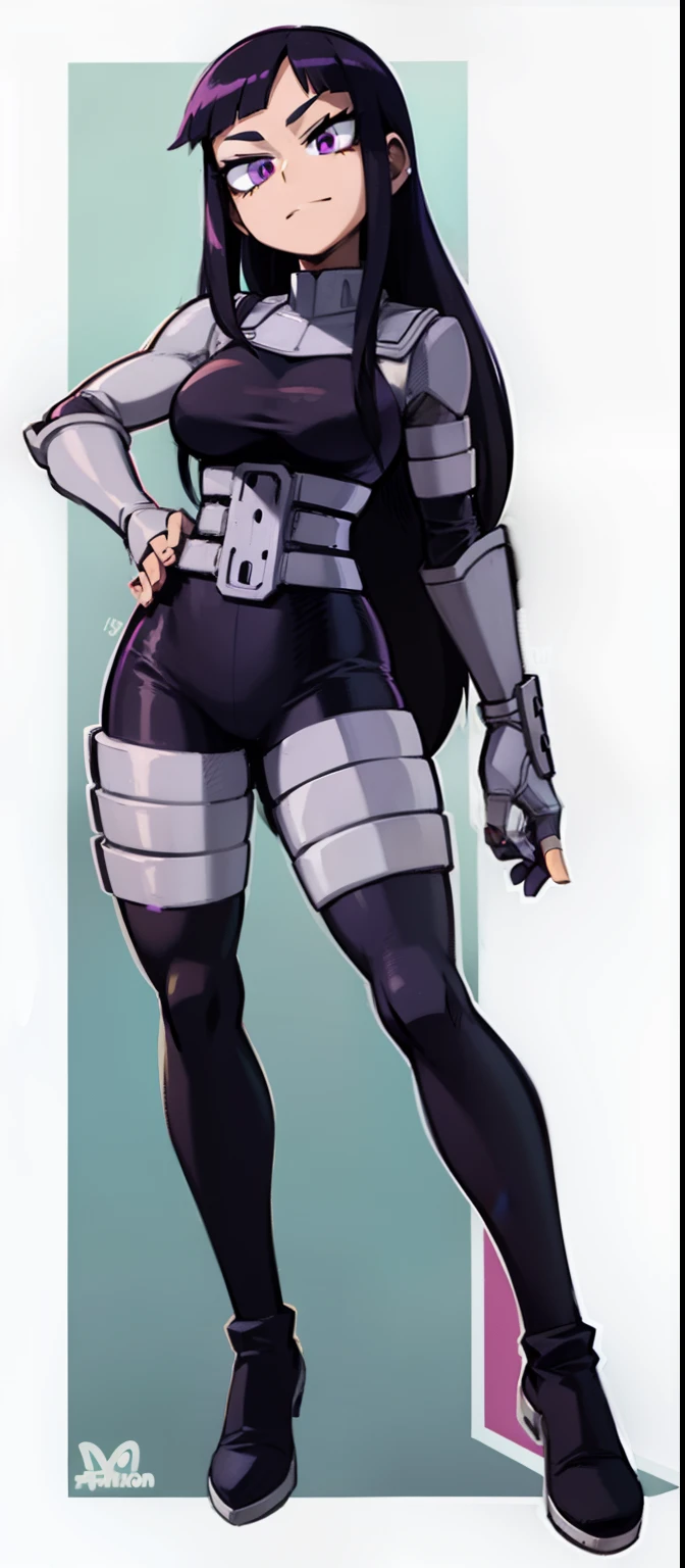 My Hero Academia style, Blackfire, Teen Titans, anime Girl, female, trending on artstation pixiv, (full body shot:0.5), Masterpiece, fullbody suit, Hero costume, Perfect ???????, Super Detailed, joyful gaze, purple eyes,