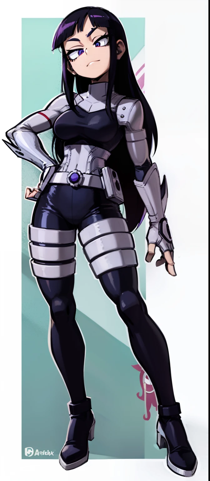 My Hero Academia style, Blackfire, Teen Titans, anime Girl, female, trending on artstation pixiv, (full body shot:0.5), Masterpiece, fullbody suit, Hero costume, Perfect Anatomy, Super Detailed, joyful gaze, purple eyes,