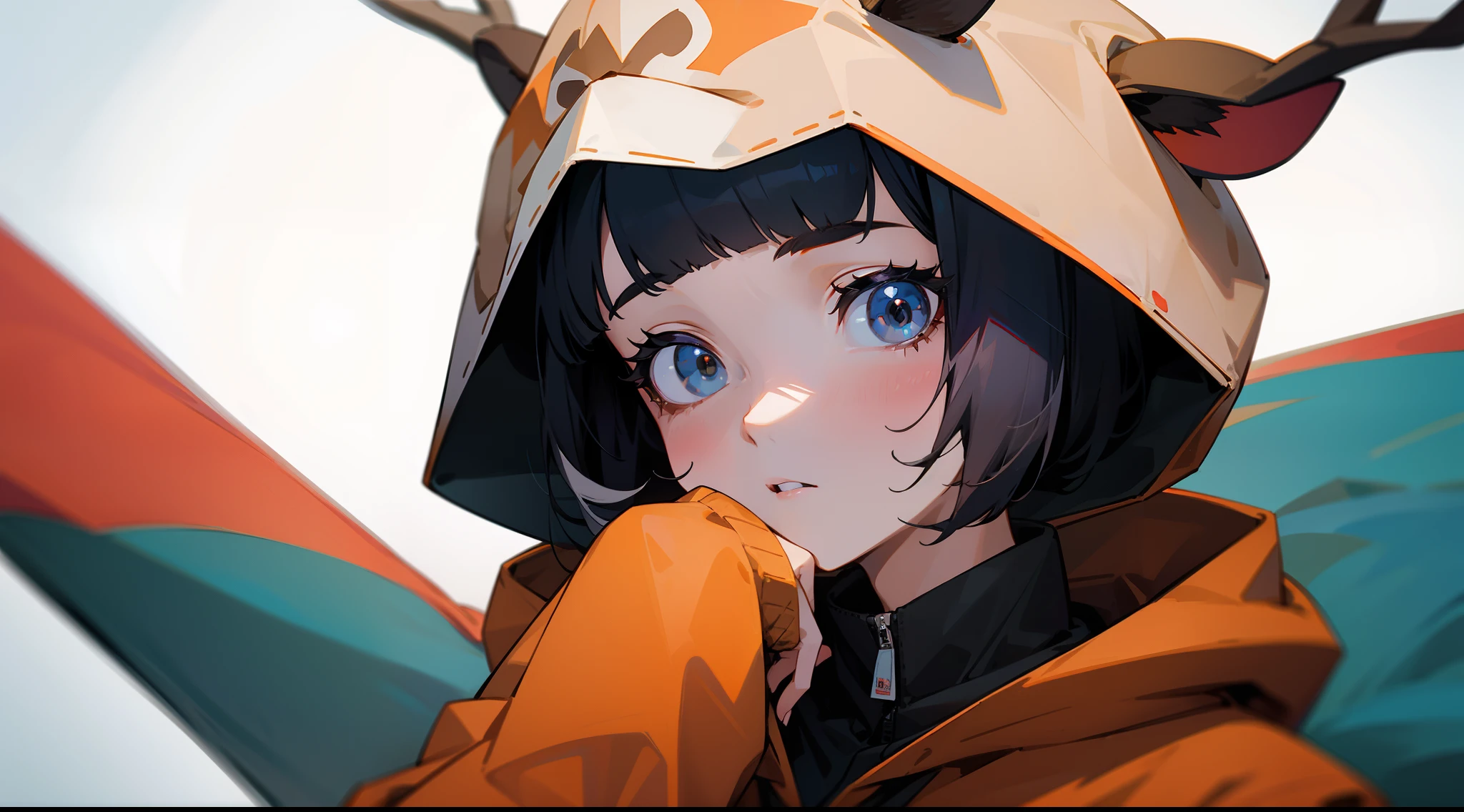 Wearing a deer hoodie Bob boy with snappy bangs