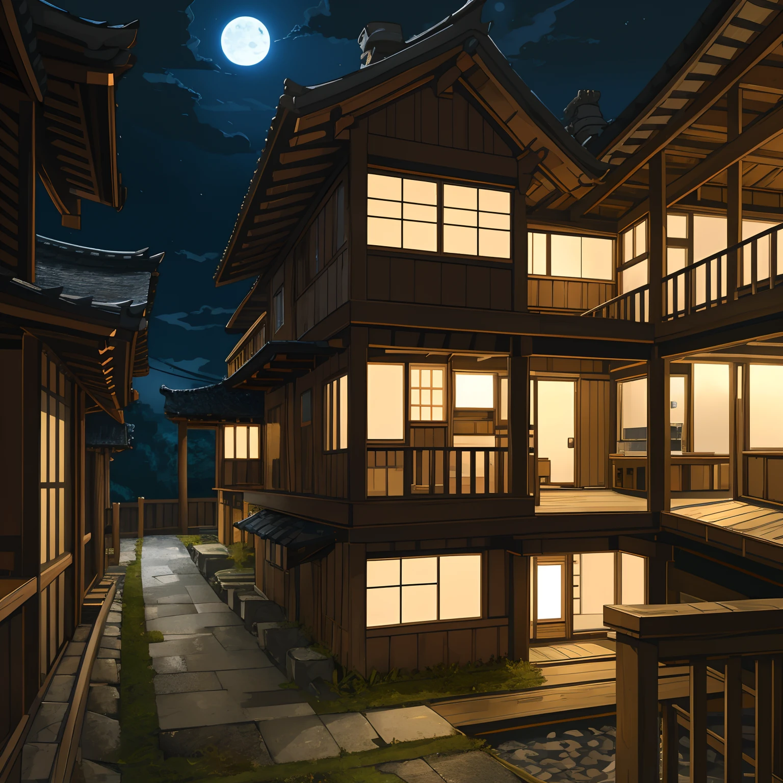 top quality, best quality, High-quality illustrations, masterpiece, super high resolution, highres, absurdres(highly detailed beautiful face and eyes)perfect anatomy, detailed background, User Interface of game, side view game, night, japanese house, deteriorated furniture, windows, moonlight, 6+boys, 6+girls, expression, good lighting, cinematic shadow(kemono, furry anthro)assorted poses,