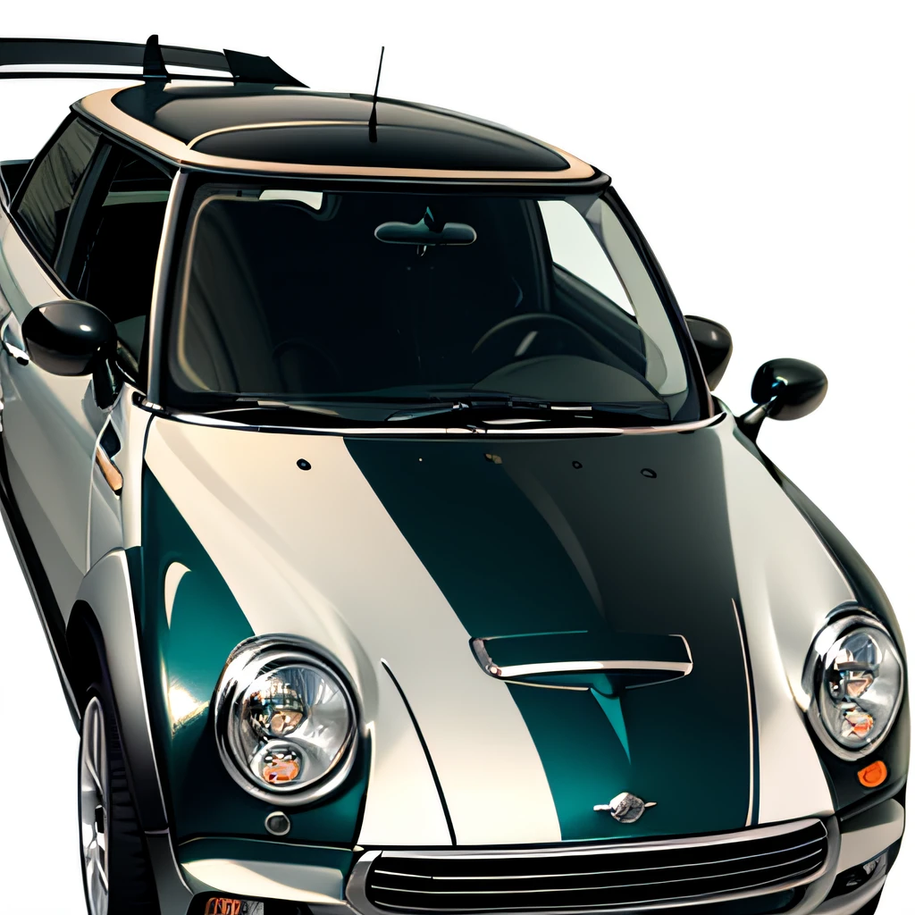 Mini、Entire car body、The sheen、The background is all white、The angle is straight ahead