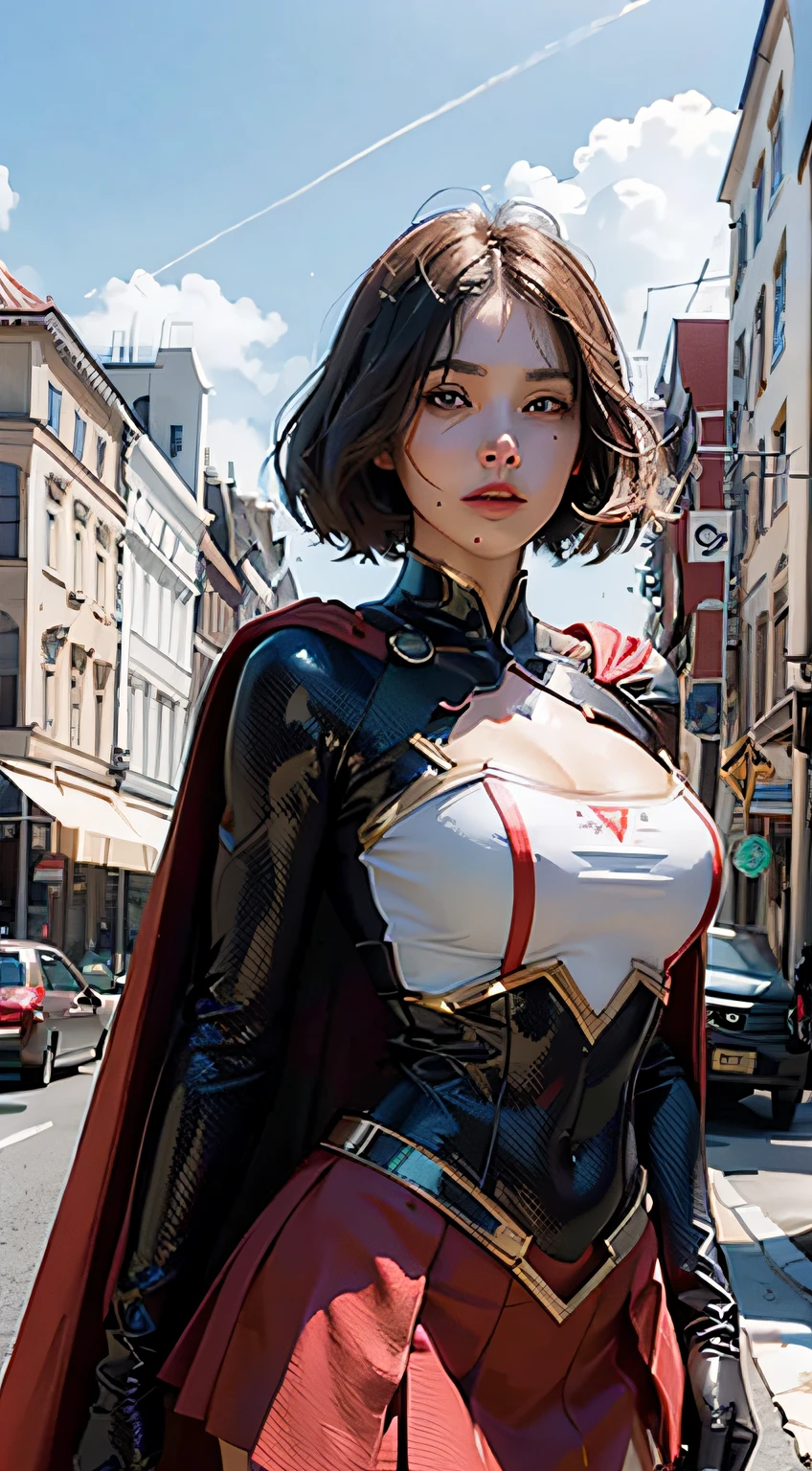 (1girl:1.3), solo, __body-parts__, official art, unified 8k wallpaper, super detailed, beautiful and beautiful, beautiful, masterpiece, best quality, raw, masterpiece, super fine photo, best quality, super high resolution, photorealistic realism, sunlight, full body portrait, amazing beauty, dynamic pose, delicate face, vibrant eyes, (seen from the front), she wears a full body superman suit, full suit, (red short skirt), blue-black top, Red cape, Superman, a capital letter on chest, very detailed abandoned warehouse background, detailed face, detailed complex busy background, messy, gorgeous, milky white, highly detailed skin, realistic skin details, visible pores, sharp focus, volumetric fog, 8k uhd, DSLR, high quality, film grain, fair skin, photo realism, lomography, huge metropolis in future dystopia,