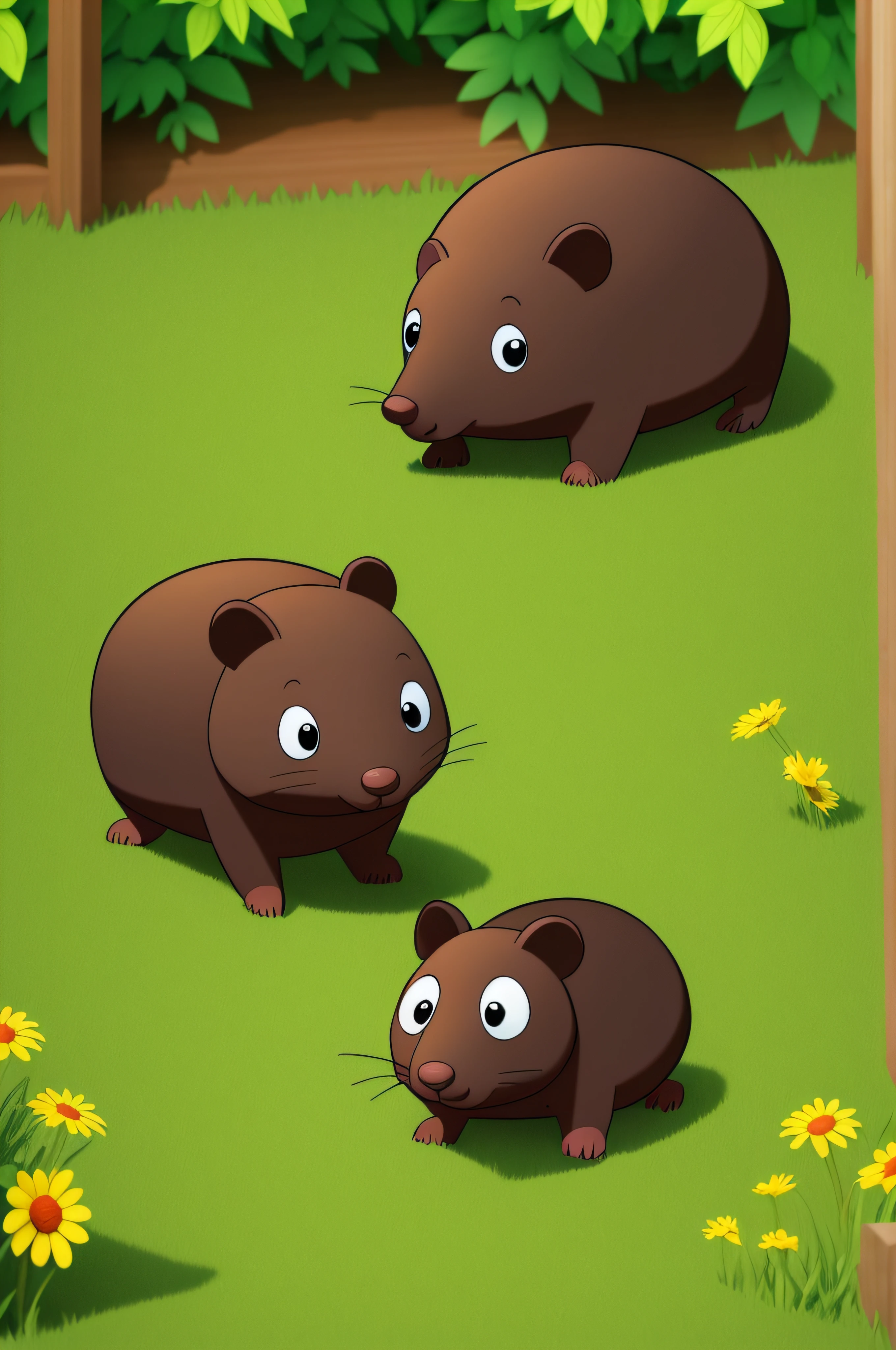 A cartoon mole in the backyard and 8k textures fullhd picture perfect resolution