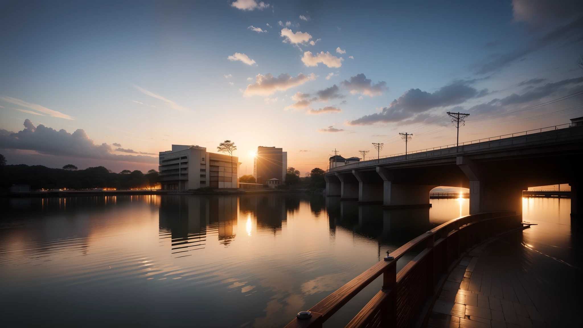 Light shining、beautiful water、Beautiful sky