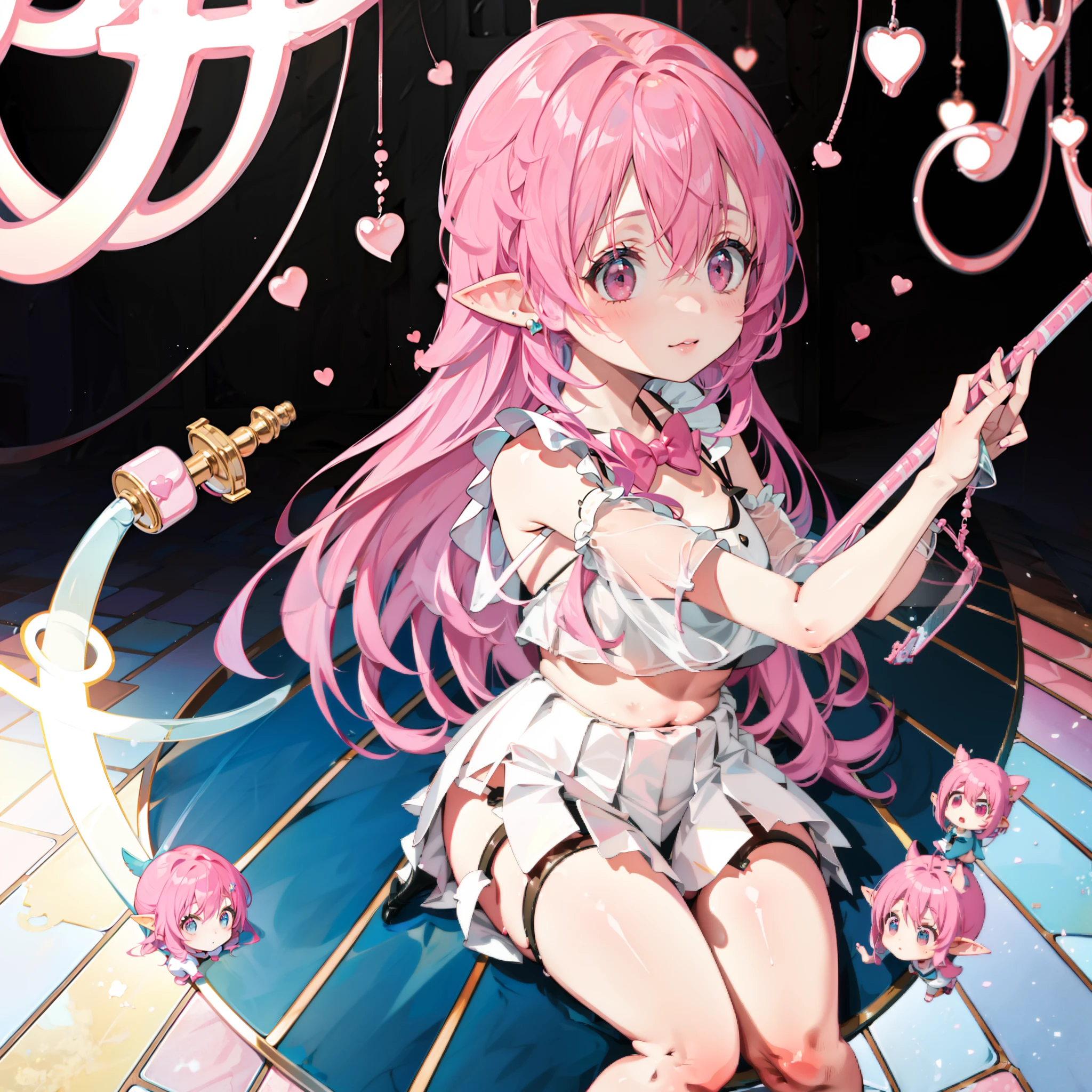 A pink-haired，the elf，Little sister，Sweet and cute