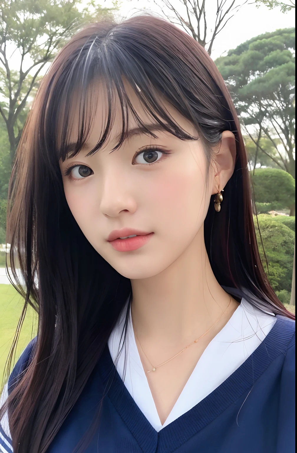 Close up portrait of woman walking in park in sailor suit、Japan Person Model、Young Sensual Gravure Idol、Young cute gravure idol、Realistic Young Gravure Idol、Realistic sensual gravure idol、Young gravure idols、sophisticated gravure idol、奈良美智、Young skinny gravure idol、beautifull asian girl ever、oppai、I got wet in the rain