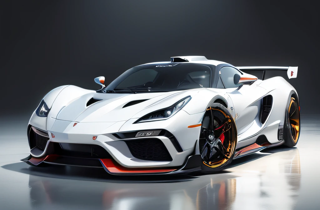 sportscar,short,The sheen,The body is white,without background,Entire car body