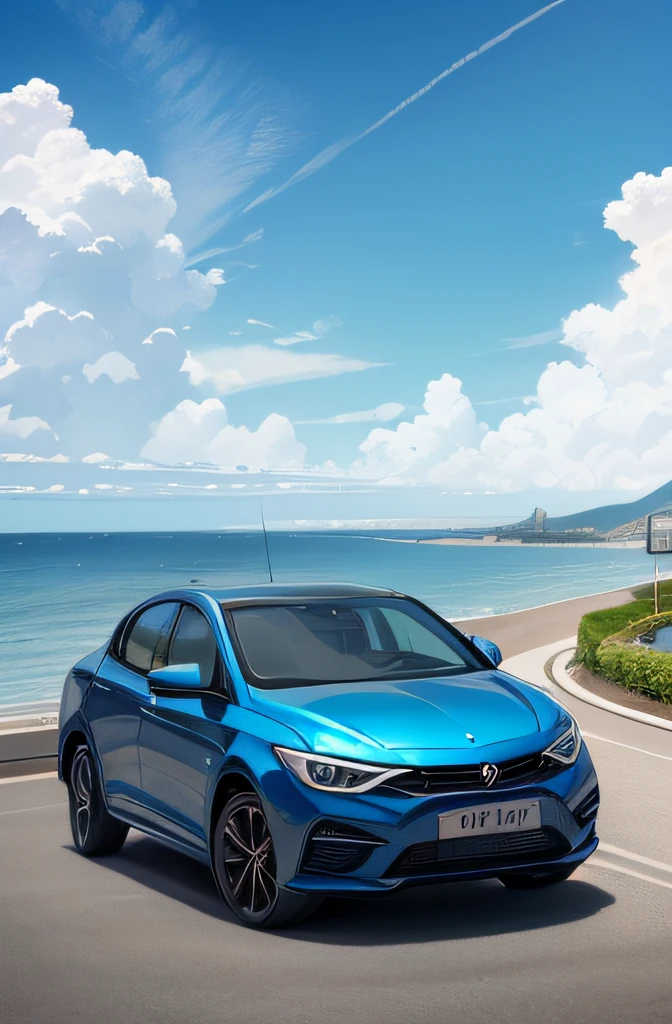 motor car,By the sea,in a street,The sky is blue,Hive Car