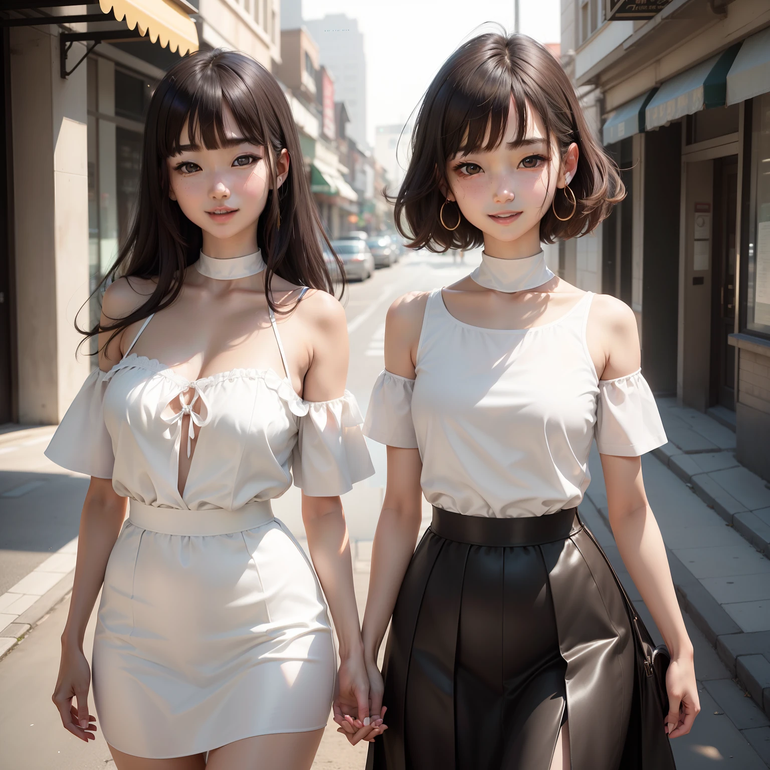 SeaArt Bot Variation 13:44:05 ((​masterpiece、top-quality、high-detail))、女の子1人、(Photorealsitic:1.4)、独奏、City background、closes mouth、Happy smile、Smile happily、brown haired、Shorthair、big eye、Distinct double eyelids、Lashes、Put your ears out、long neck、Absolute Area、skirt by the、age19、Attractive proportions、glowy skin、Clean collarbone、The face of the golden ratio、face perfect、Tear mole、Mole on the chest、bangss、Clean bangs、lipgloss、thin lipss、White-colored skin