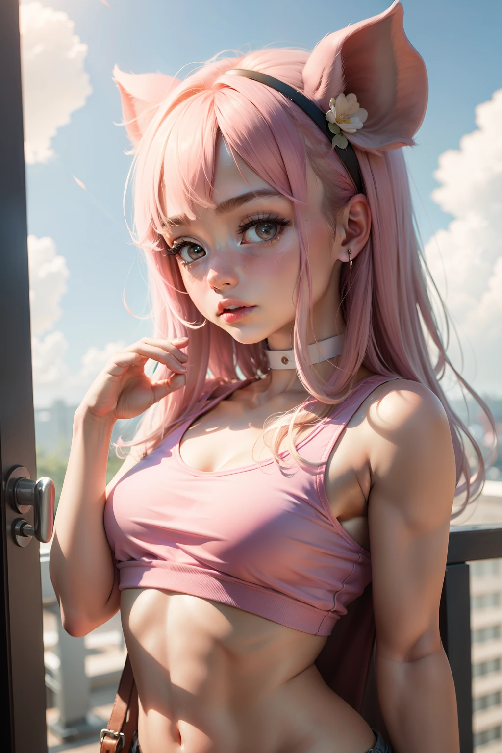 Pig-headed girl upper body
