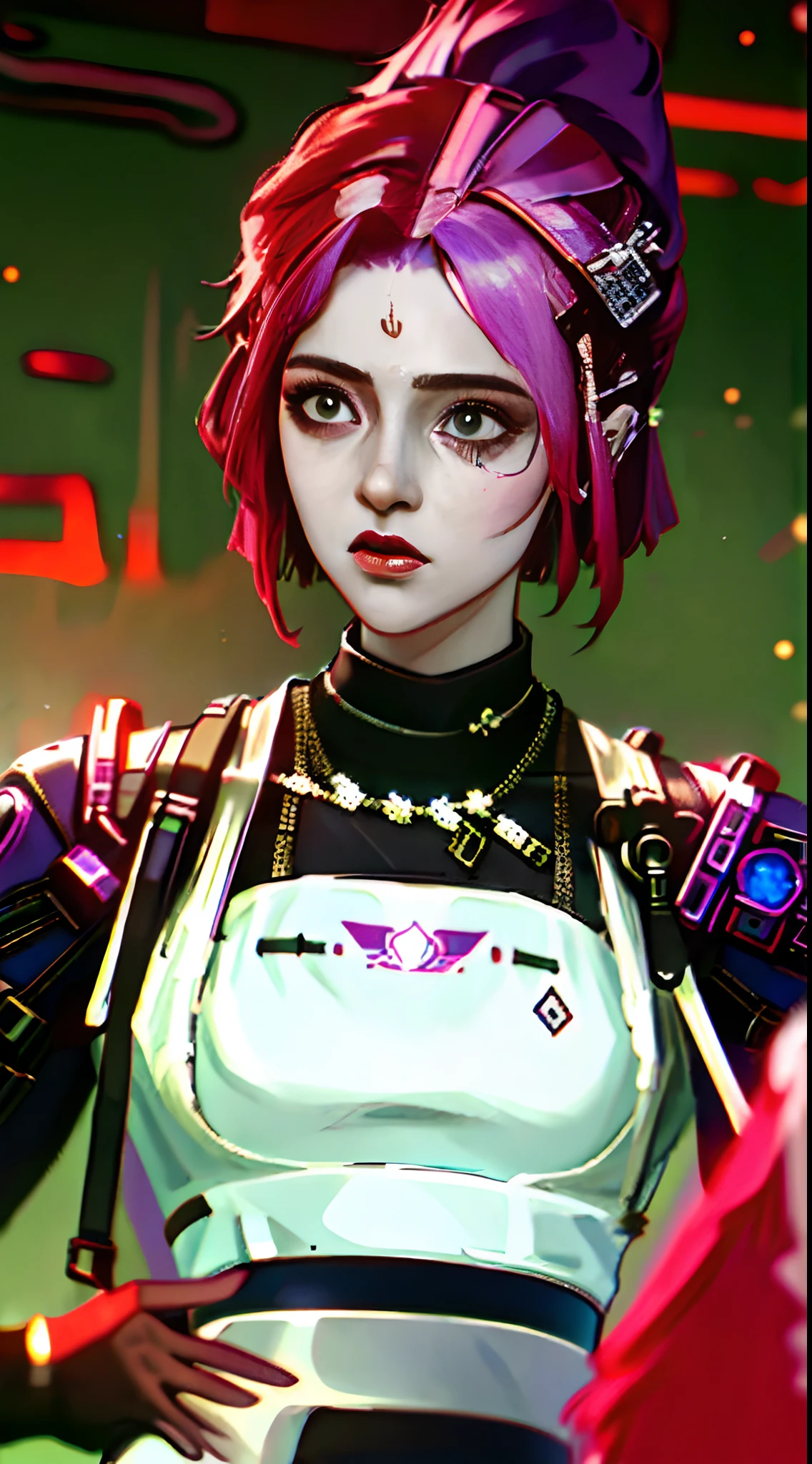 （tmasterpiece，best qualtiy），A cyberpunk female detective，Blurred foreground